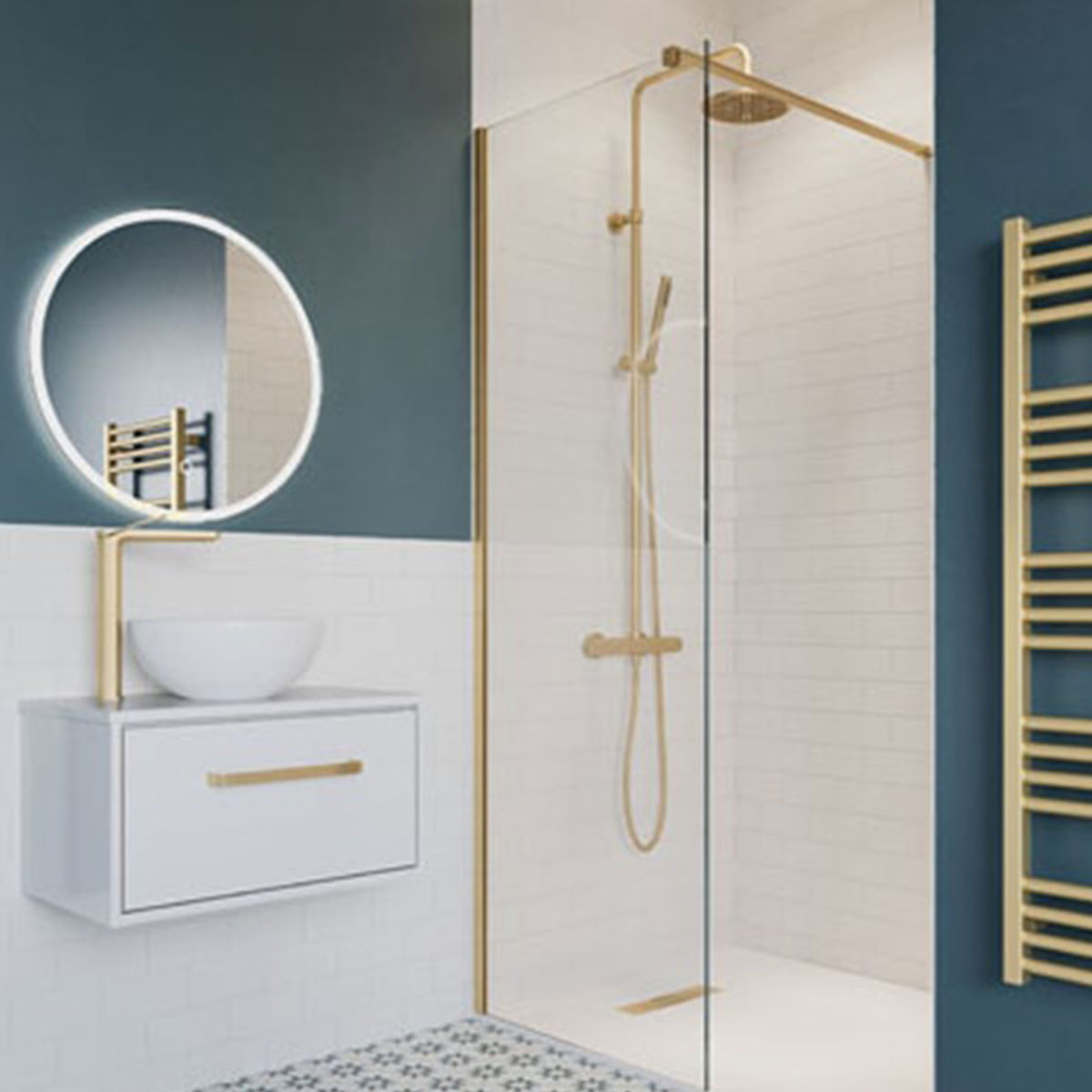 Crosswater Central Multifunction Thermostatic Shower Kit - Brushed Brass lifestyle