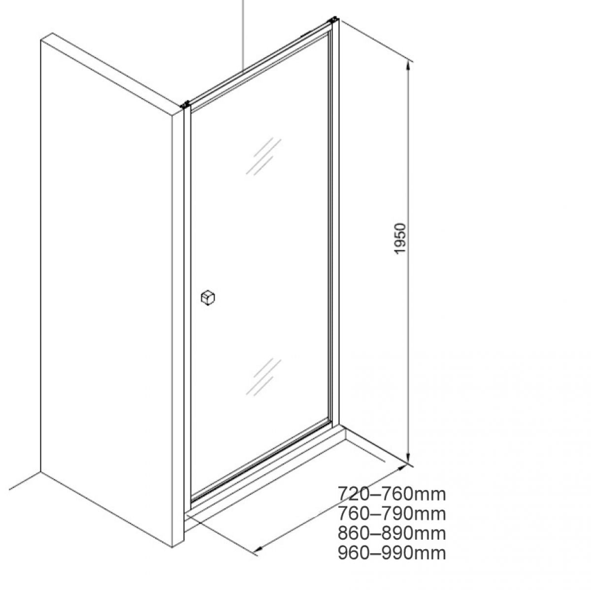 crosswater clear 6 hinged door with side panel silver close up