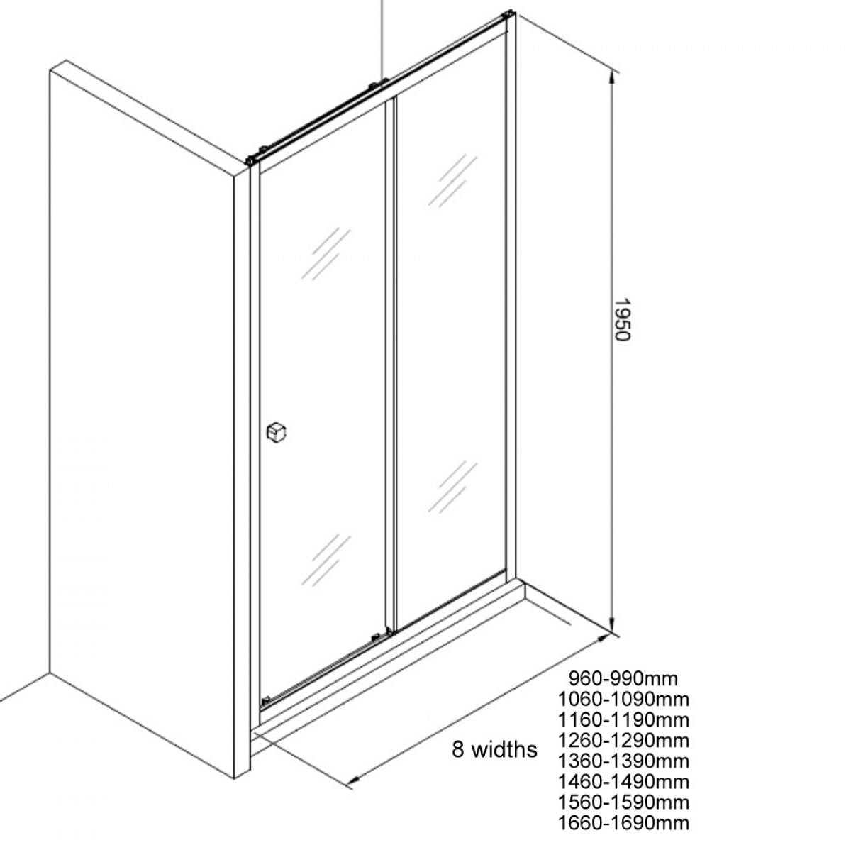 crosswater clear 6 sliding door with side panel technical