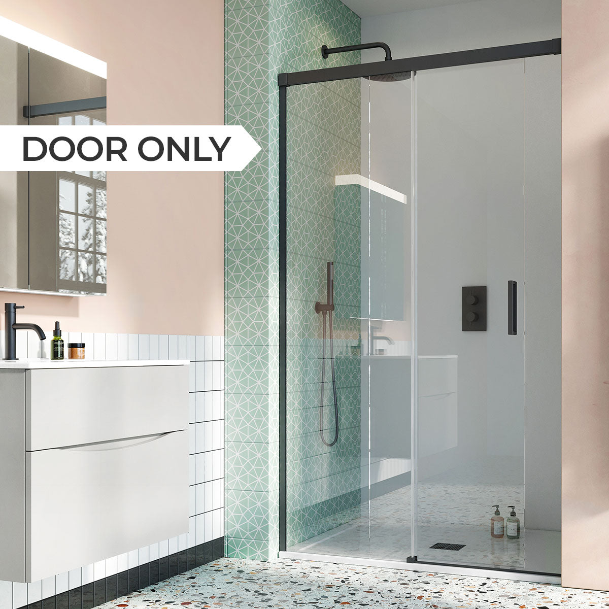 Crosswater DESIGN 8 Single Sliding Shower Door With Soft Close & Side Panel