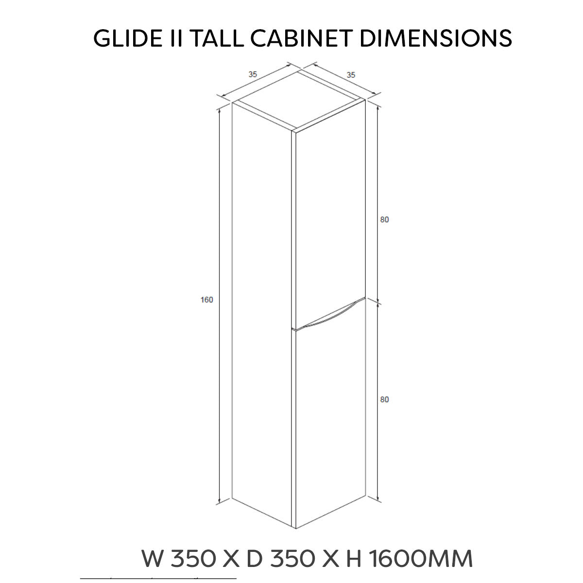 Crosswater Glide II Wall Hung Tall Cabinet With 5 Fixed Shelves