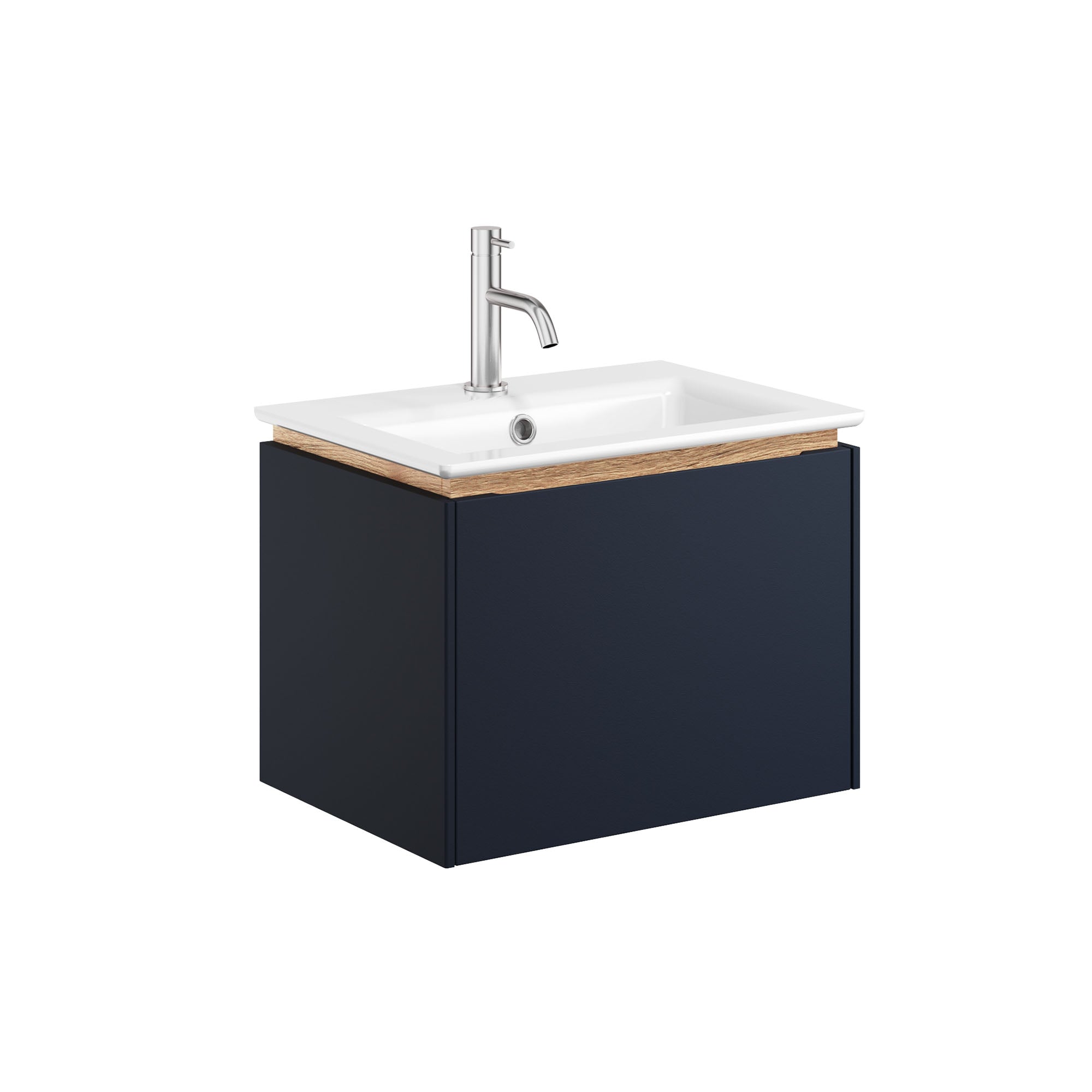 crosswater mada 500 wall mounted vanity unit with mineral marble basin indigo blue