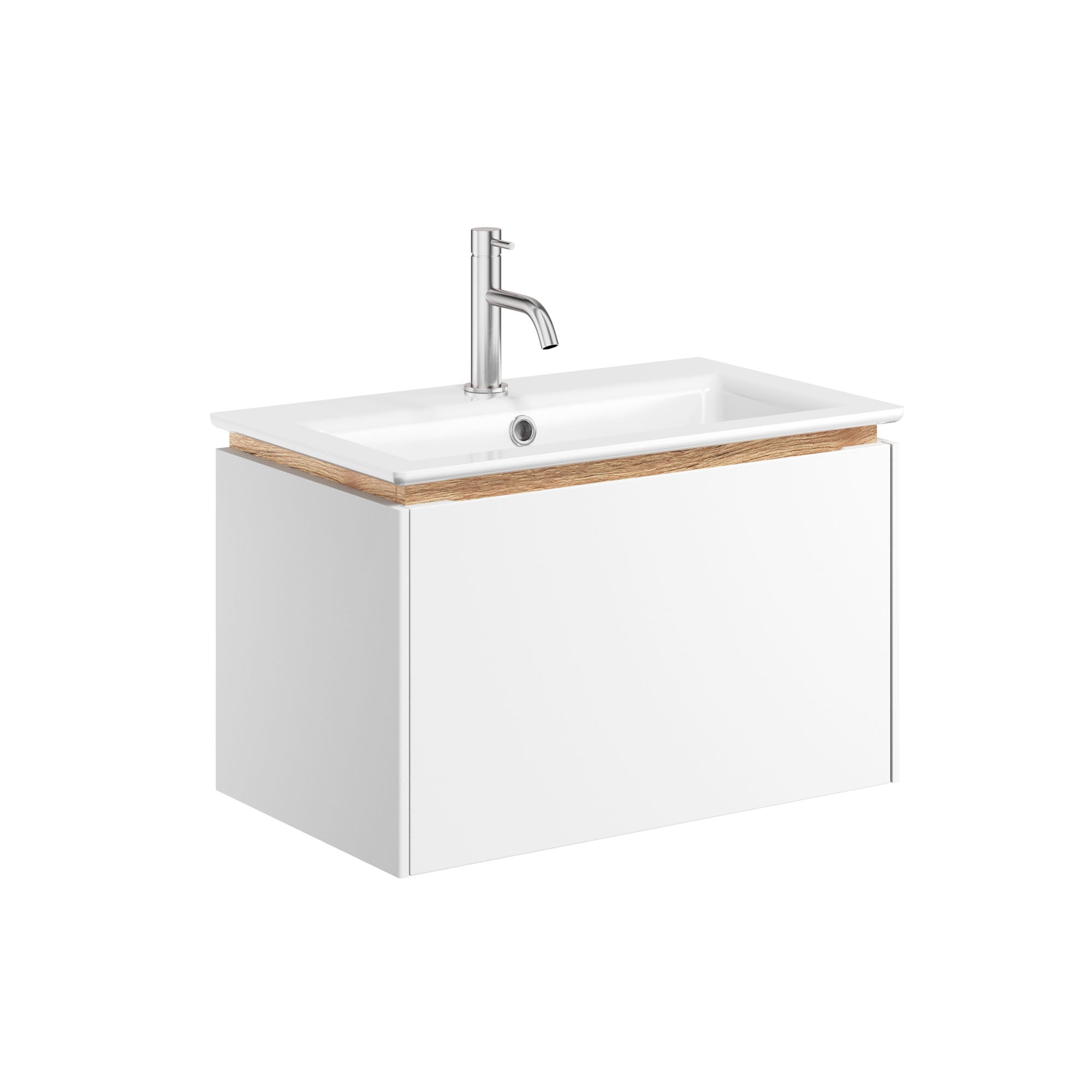 crosswater mada 600 wall mounted vanity unit with mineral marble basin matt white