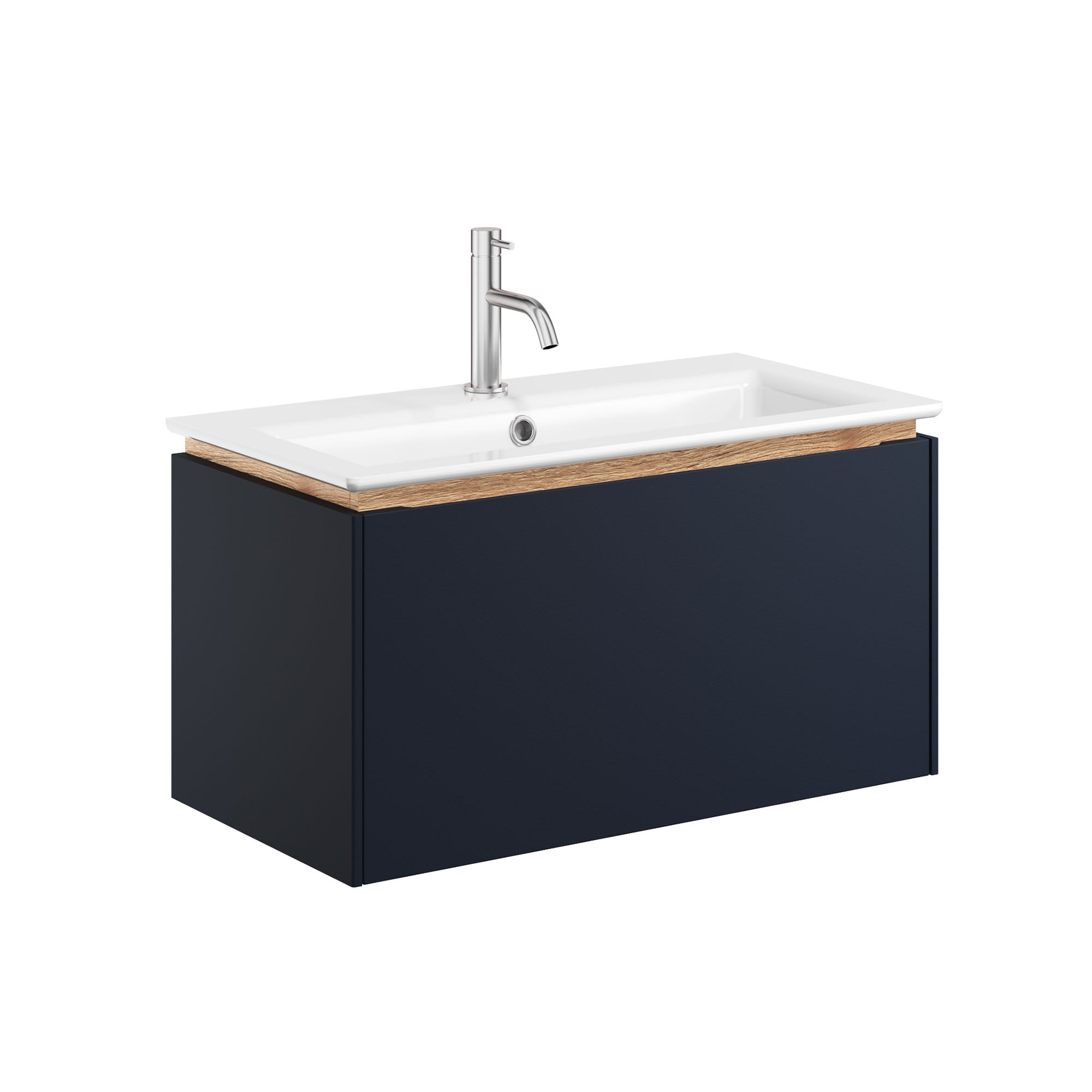 crosswater mada 700 wall mounted vanity unit with mineral marble basin indigo blue