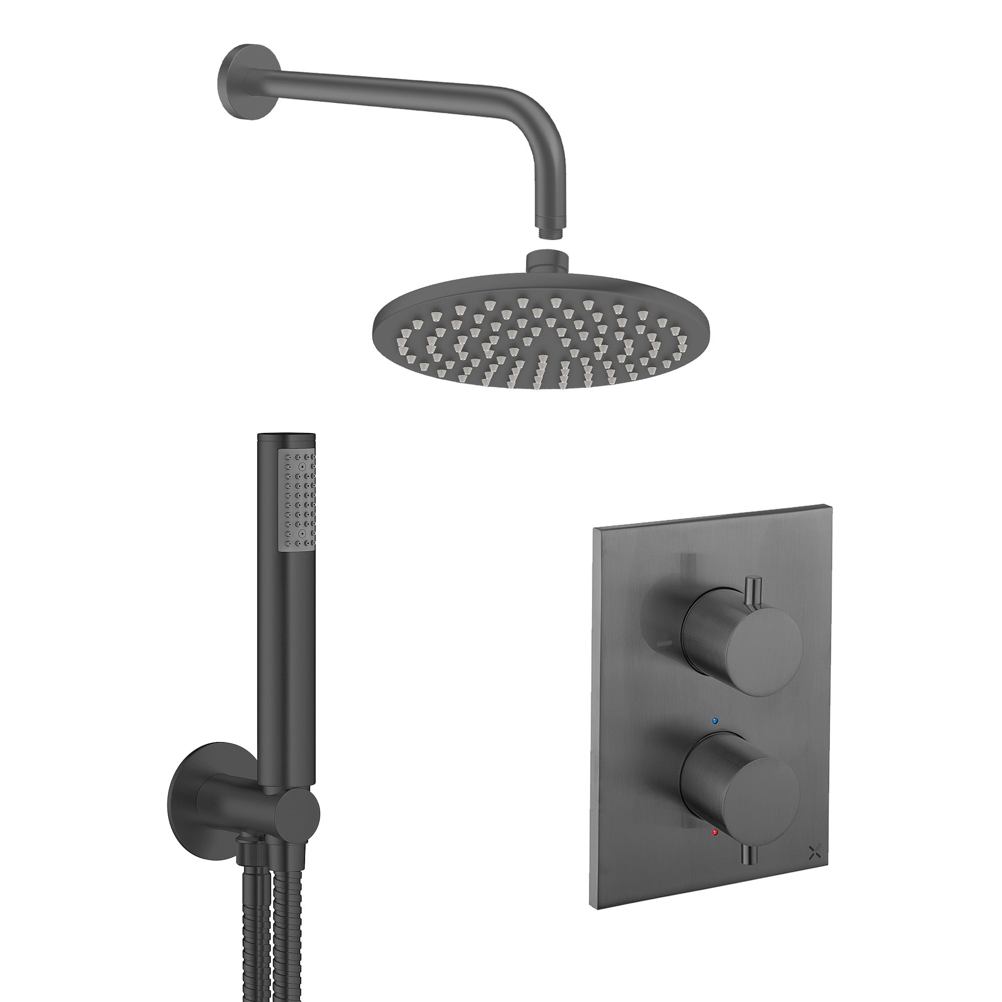 crosswater mpro 2 outlet 2 handle shower bundle slate