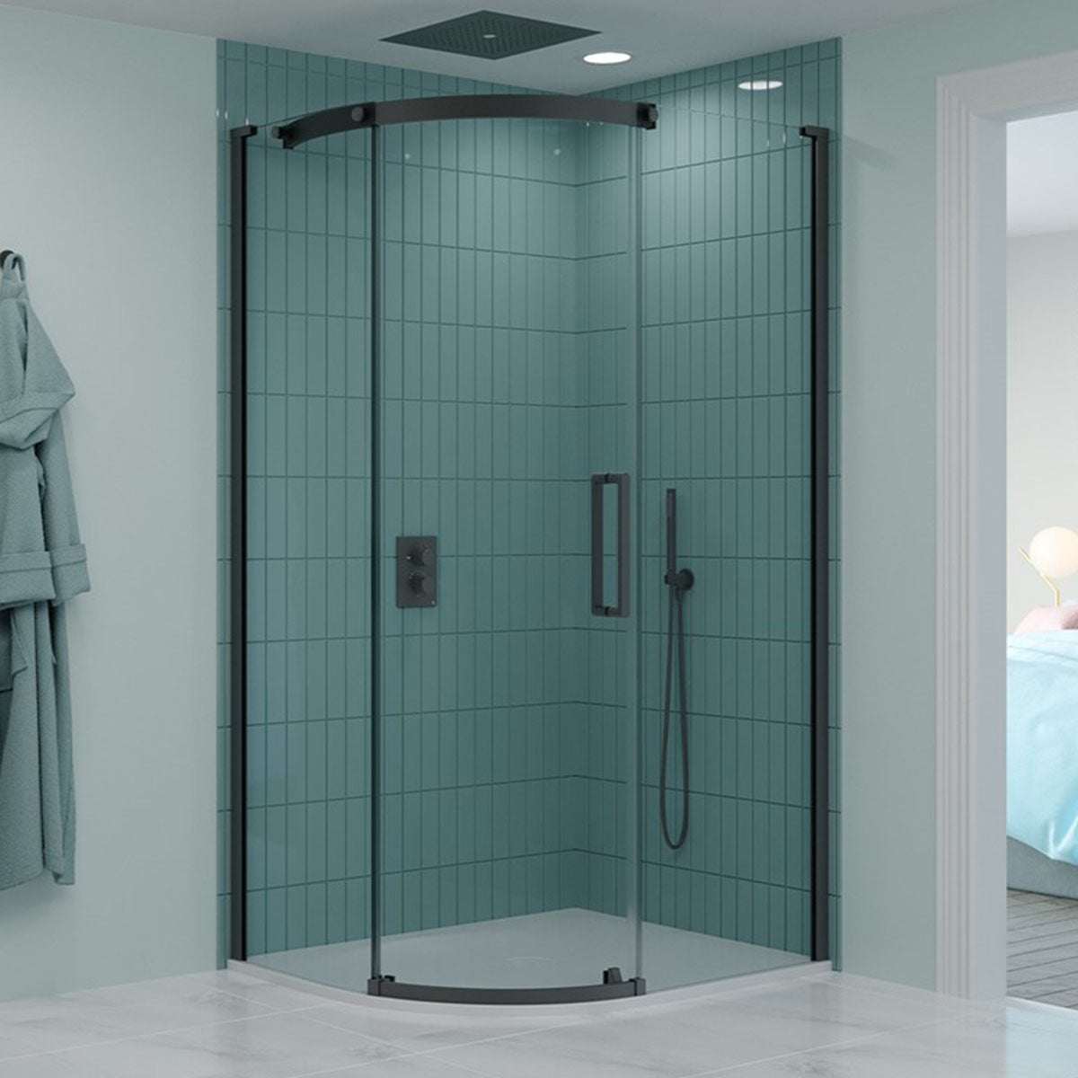crosswater optix 10 offset quadrant shower door brushed bronze