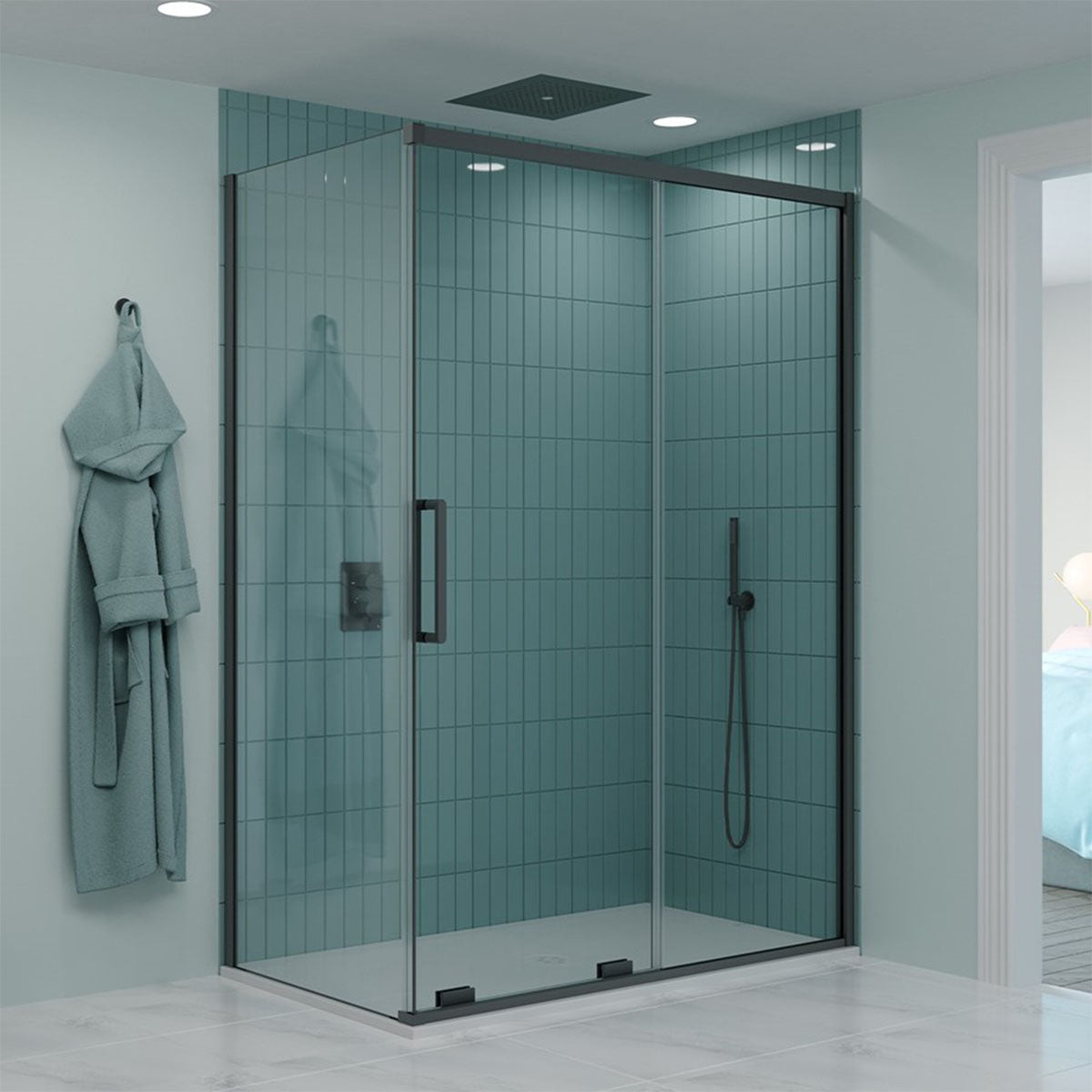 crosswater optix 10 single sliding shower door and optional side panel slate