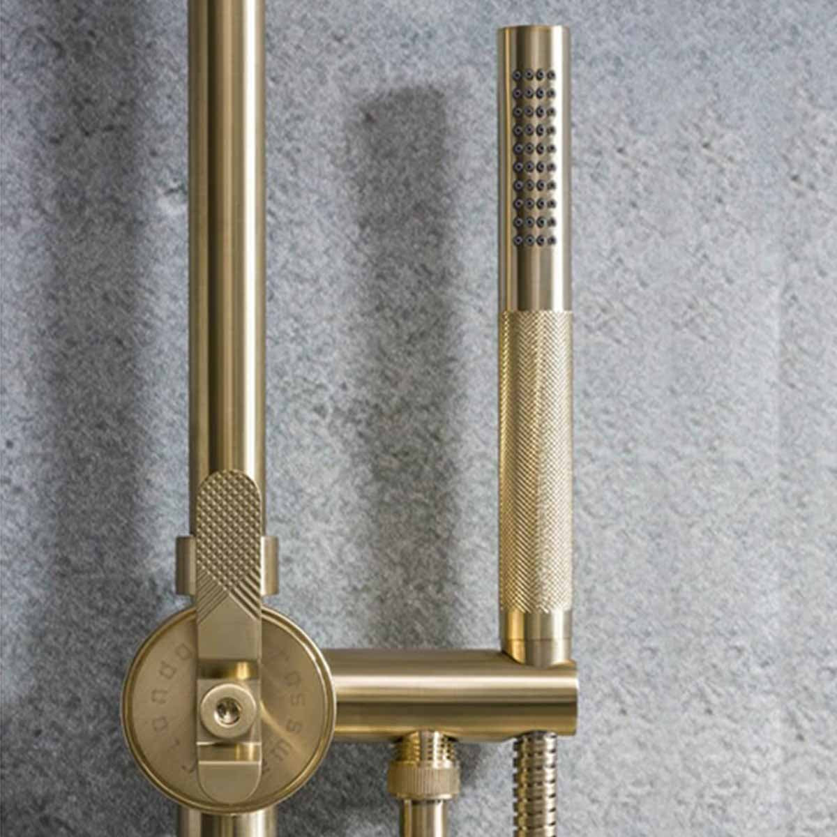 crosswater union thermostatic multifunction shower kit union brass close up 2