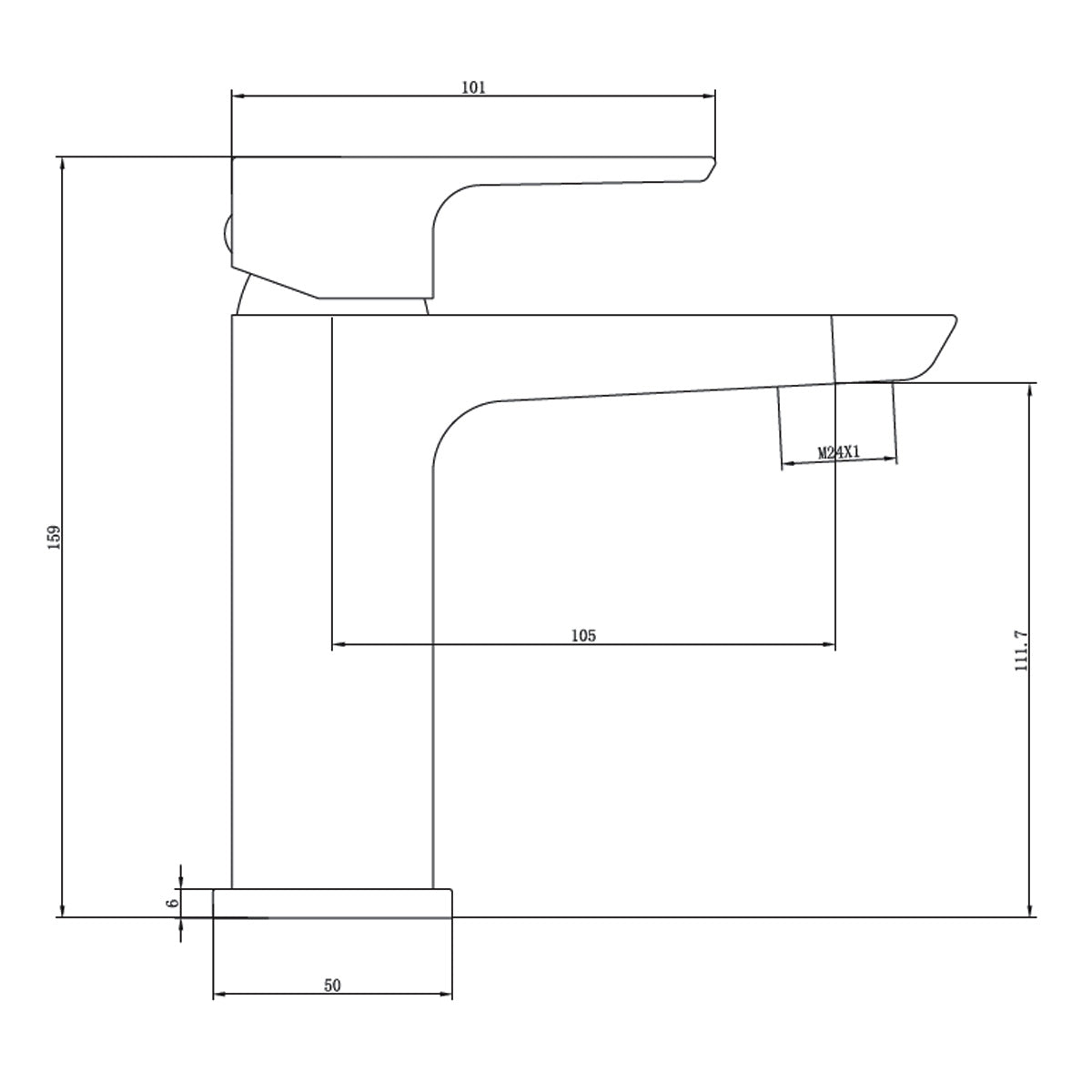 deluxe greenwich basin mono mixer tap dimensions