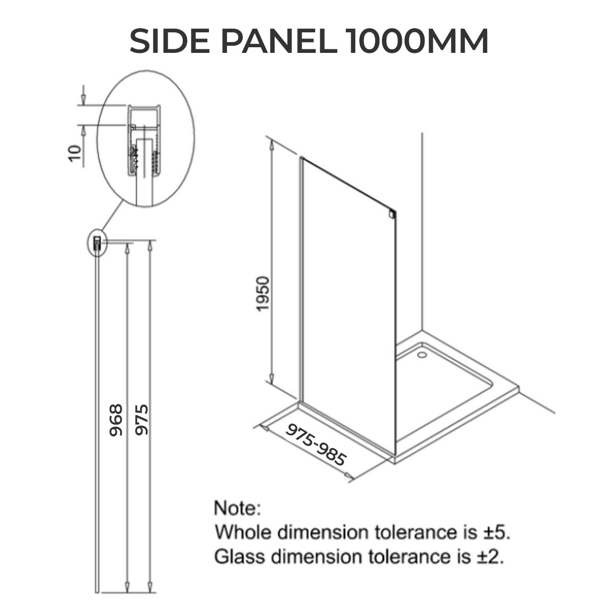 Crosswater DESIGN 8 Single Sliding Shower Door With Soft Close & Side Panel