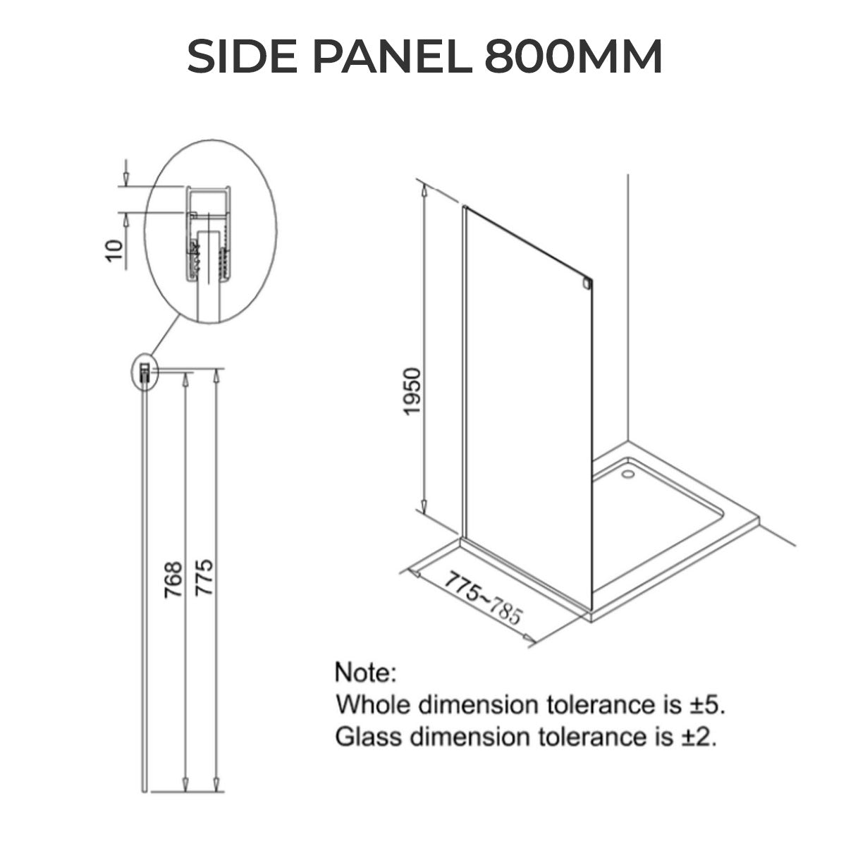 Crosswater DESIGN 8 Single Sliding Shower Door With Soft Close & Side Panel