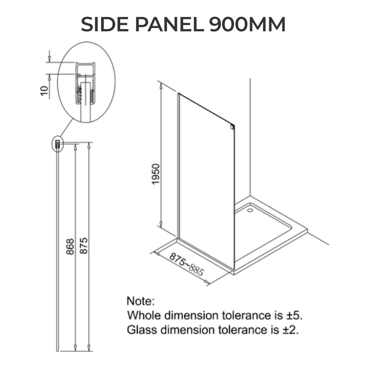 Crosswater DESIGN 8 Single Sliding Shower Door With Soft Close & Side Panel