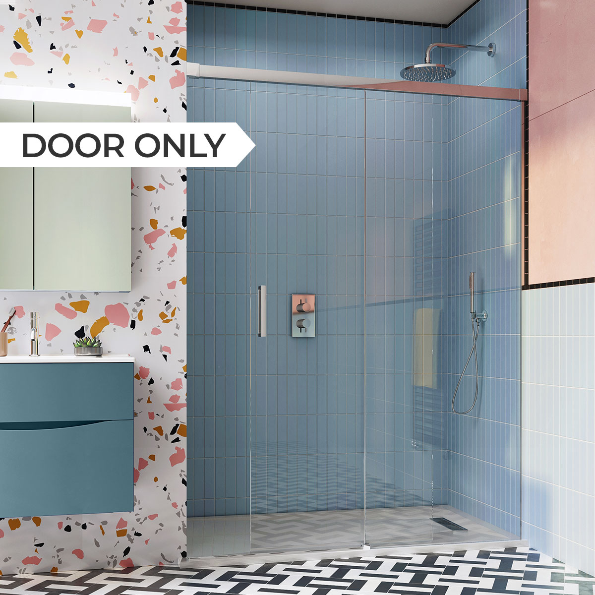 Crosswater DESIGN 8 Single Sliding Shower Door With Soft Close & Side Panel