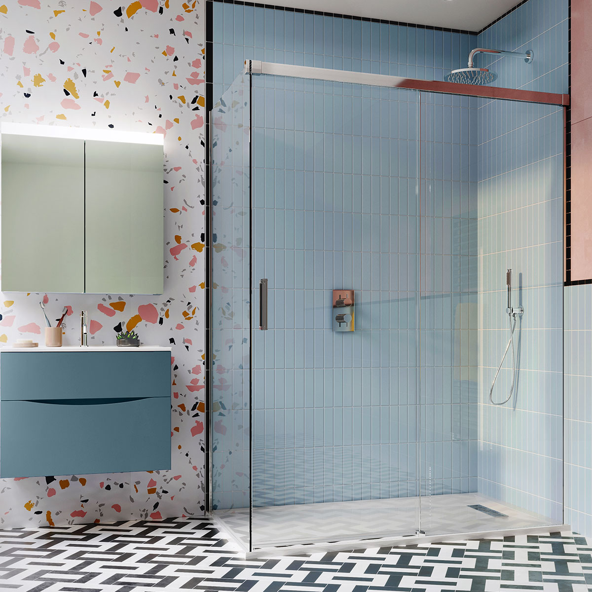 Crosswater DESIGN 8 Single Sliding Shower Door With Soft Close & Side Panel