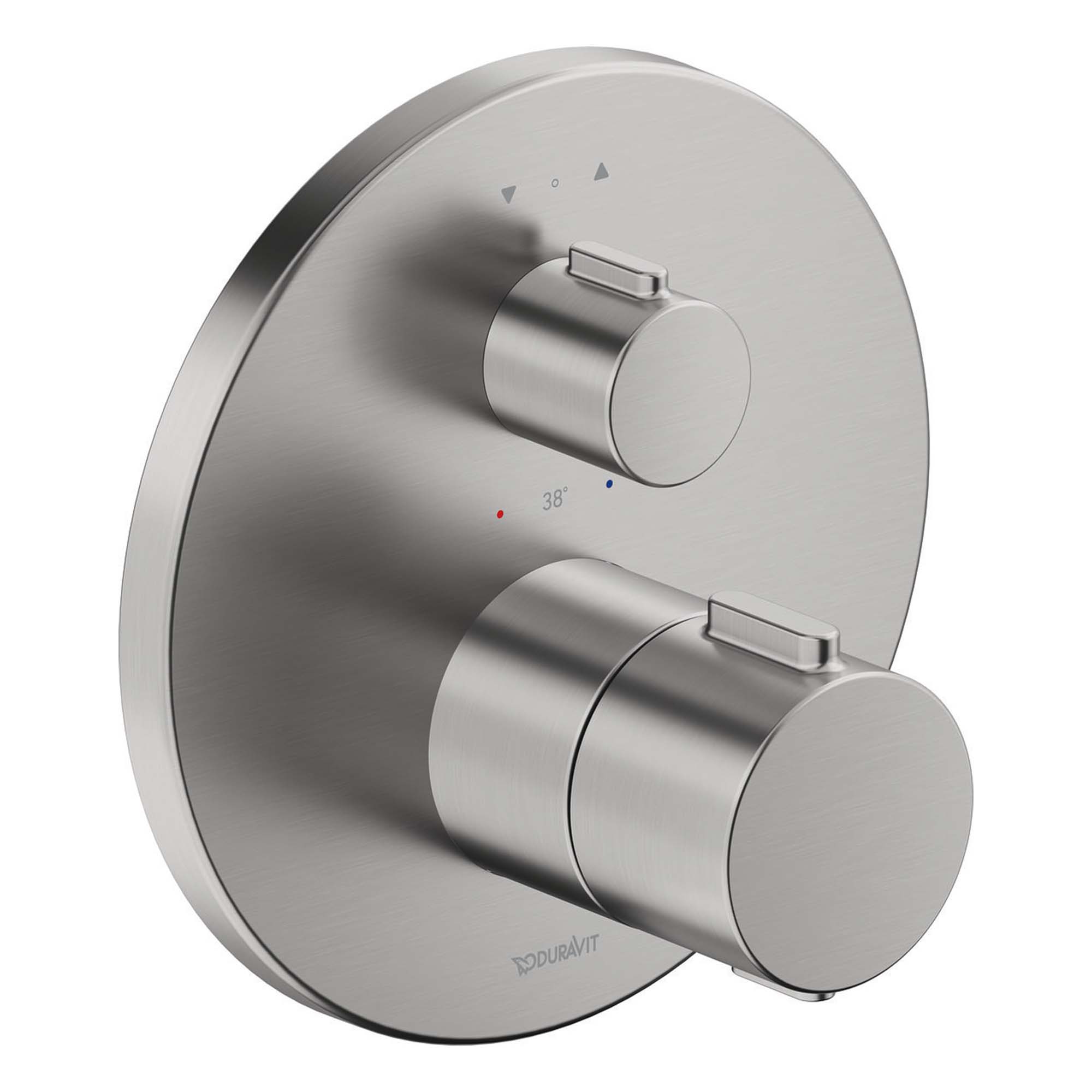duravit 2 outlet round shower valve trim brushed stainless steel