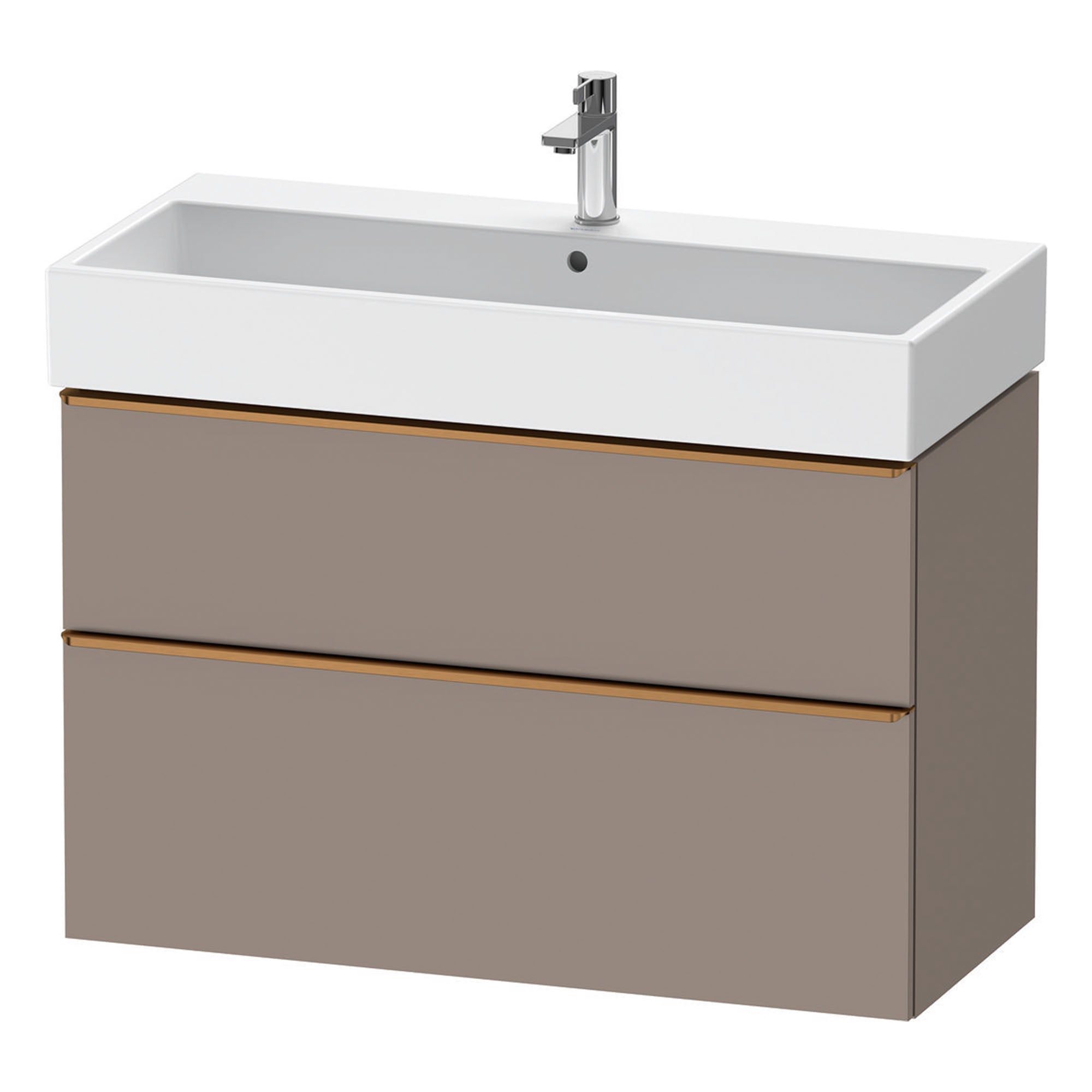 duravit d-neo 1000 wall mounted vanity unit with vero basin basalt brushed bronze handles