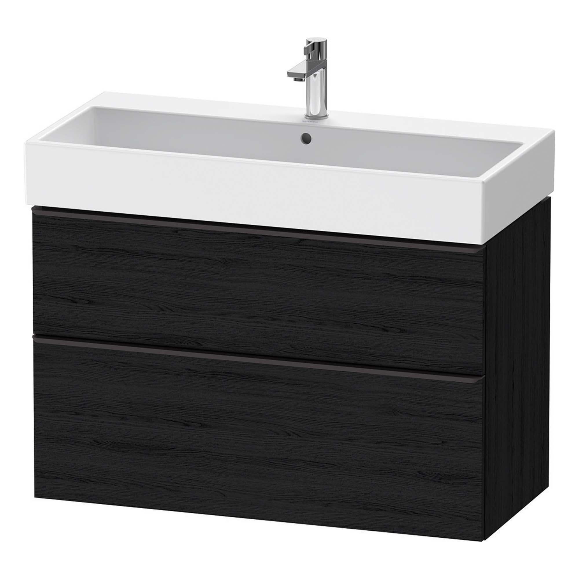 duravit d-neo 1000 wall mounted vanity unit with vero-basin black oak black diamond handles