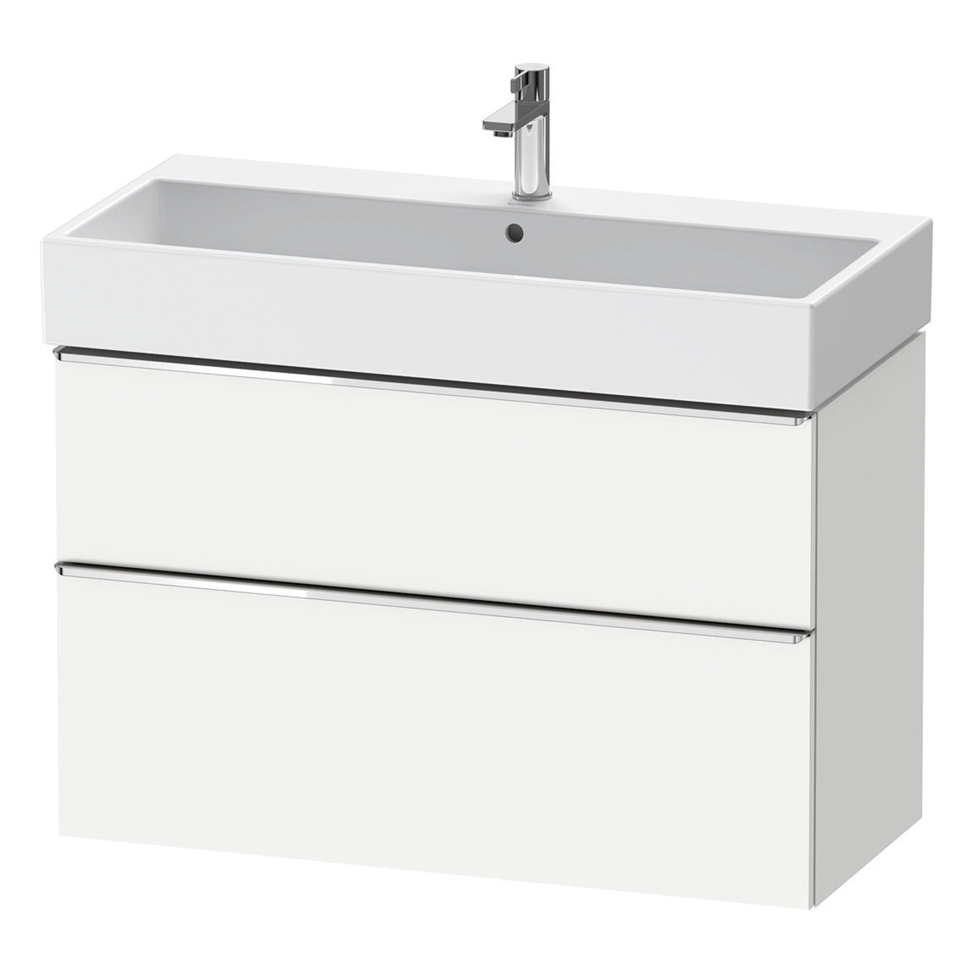 duravit d-neo 1000 wall mounted vanity unit with vero basin white matt chrome handles