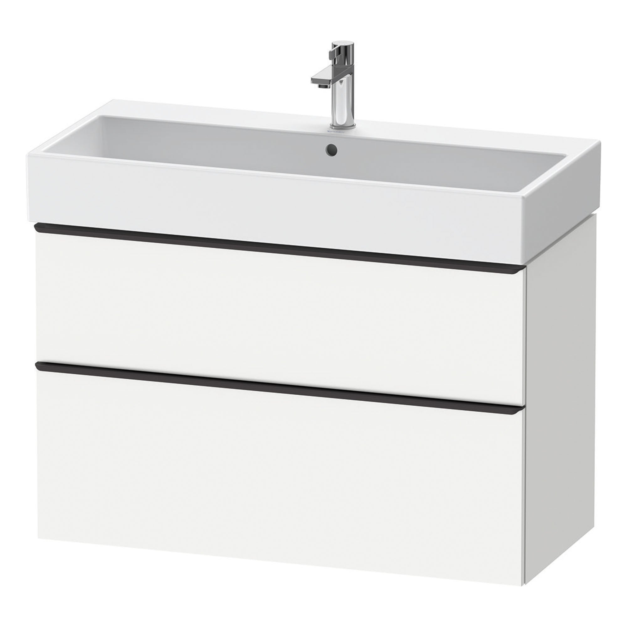 duravit d-neo 1000 wall mounted vanity unit with vero basin white matt diamond black handles
