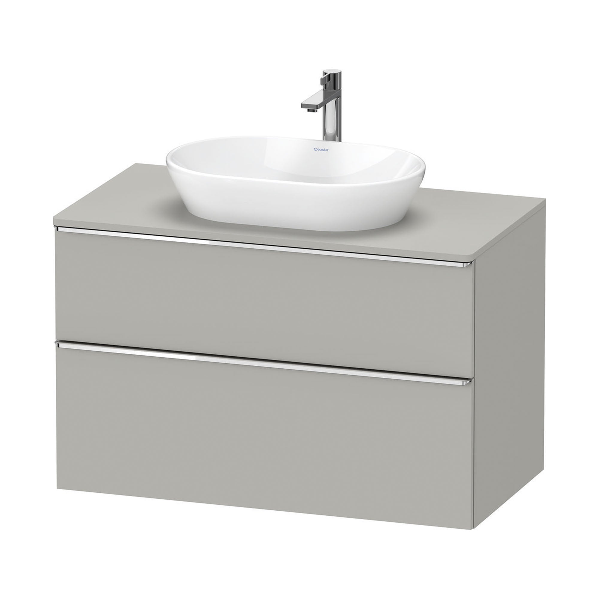 duravit d-neo 800 wall mounted vanity unit with worktop concrete grey chrome handles