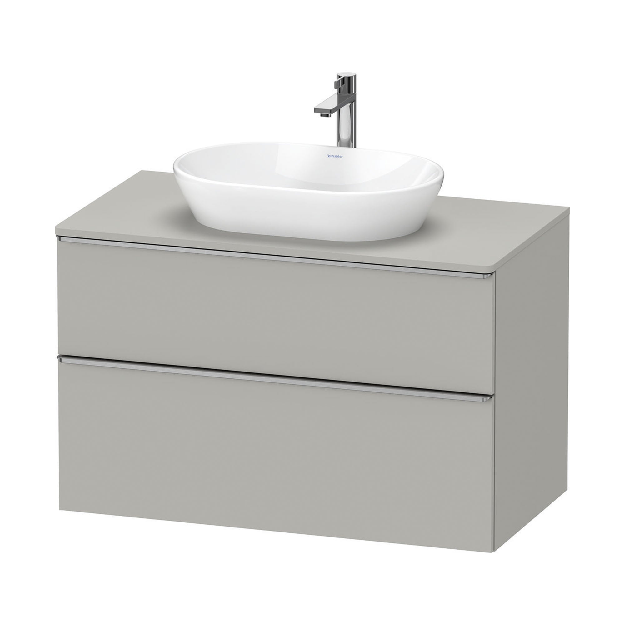 duravit d-neo 800 wall mounted vanity unit with worktop concrete grey stainless steel handles