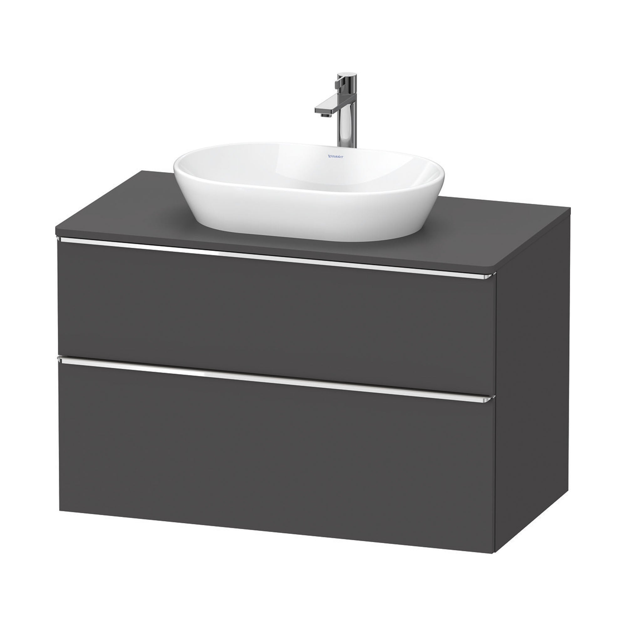 duravit d-neo 1000 wall mounted vanity unit with worktop graphite matt chrome handles