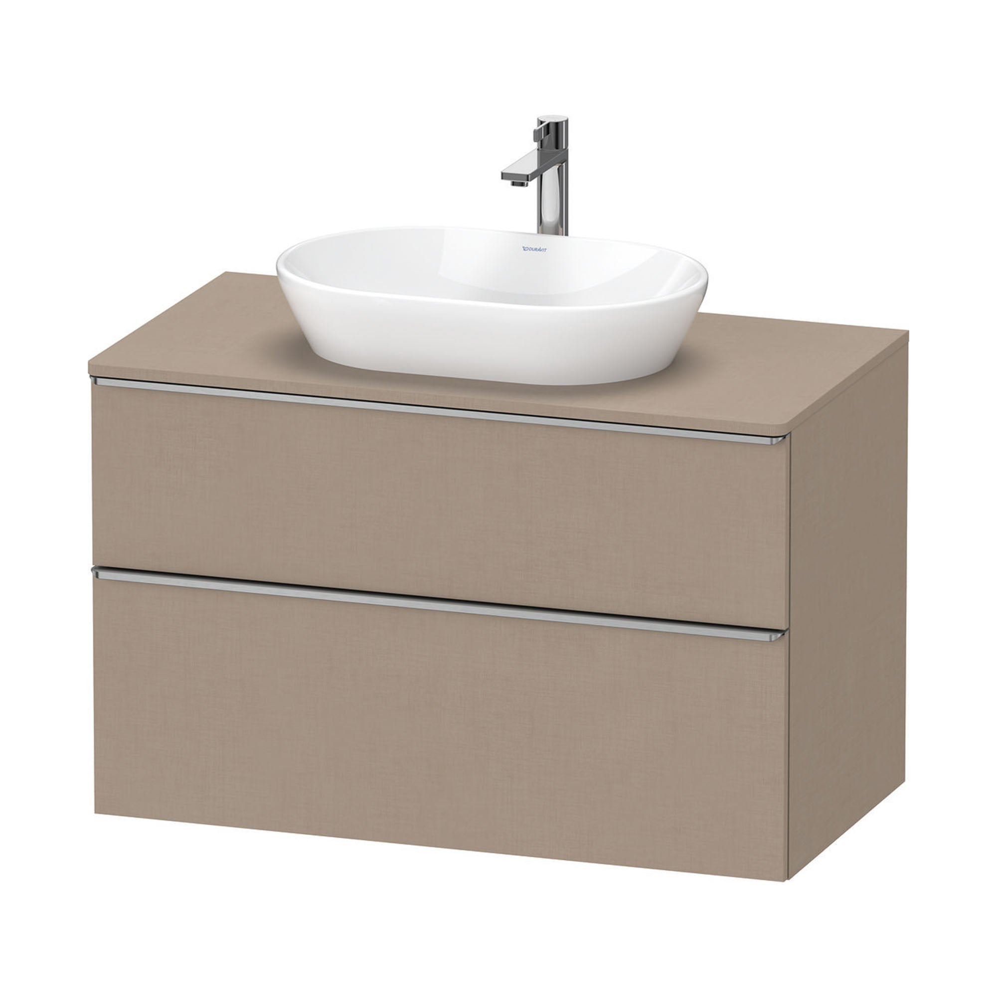 duravit d-neo 800 wall mounted vanity unit with worktop linen stainless steel handles