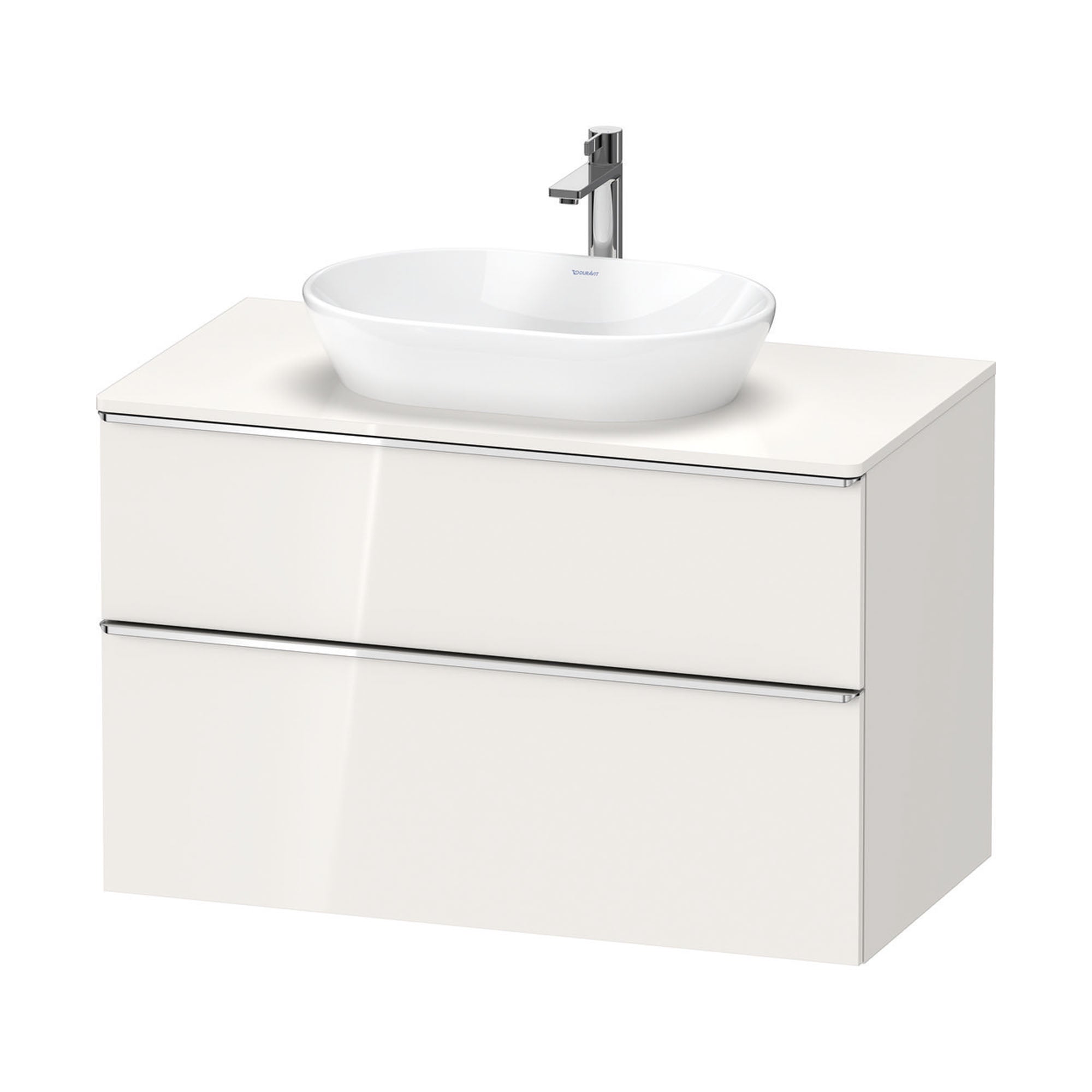 duravit d-neo 1000 wall mounted vanity unit with worktop white gloss chrome handles