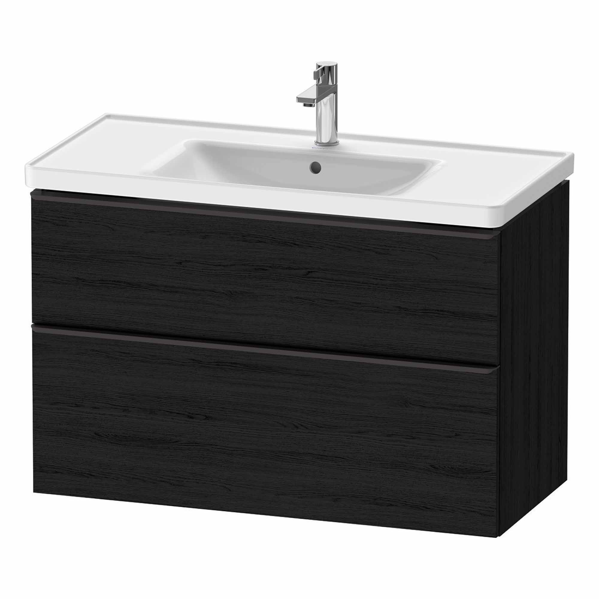 duravit d-neo 1000mm wall mounted vanity unit with d-neo basin black oak diamond black handles