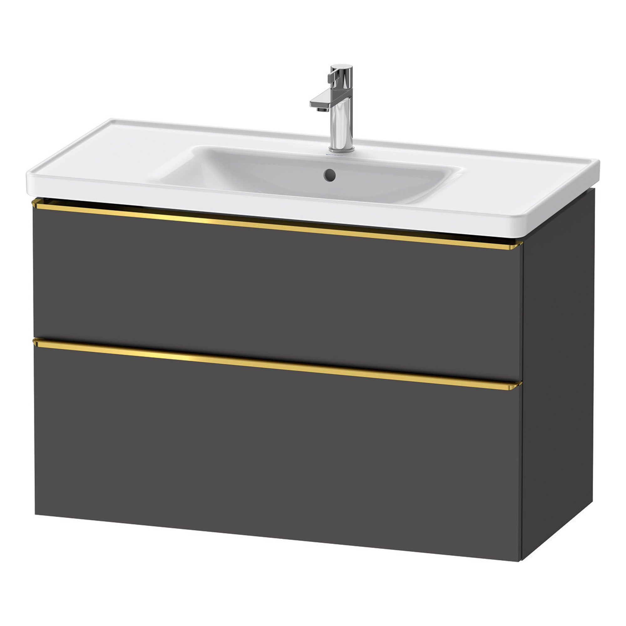 duravit d-neo 1000mm wall mounted vanity unit with d-neo basin matt graphite gold handles