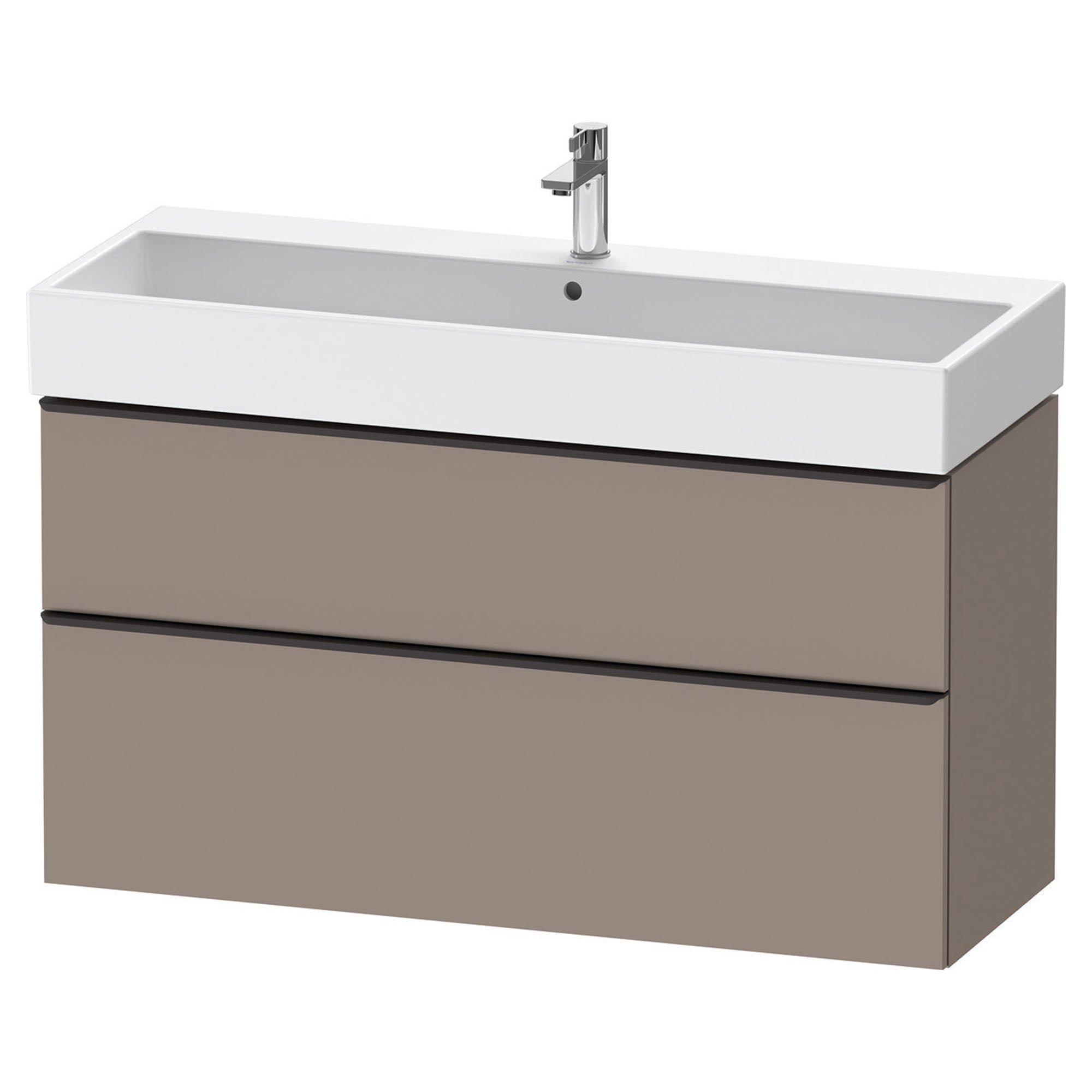 duravit d-neo 1200 wall mounted vanity unit with vero basin basalt diamond black handles