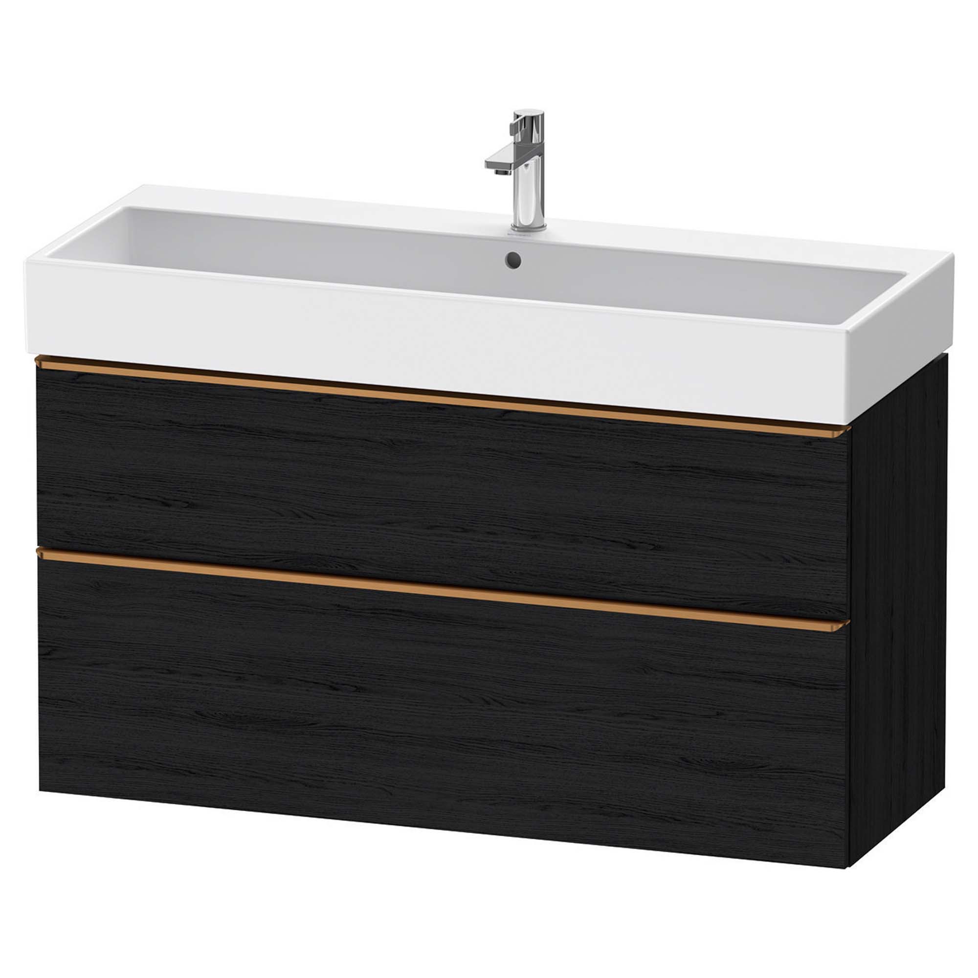 Duravit D-Neo Wall Mounted 2-Drawer Vanity Unit With Vero Air Ceramic Basin - Black Oak