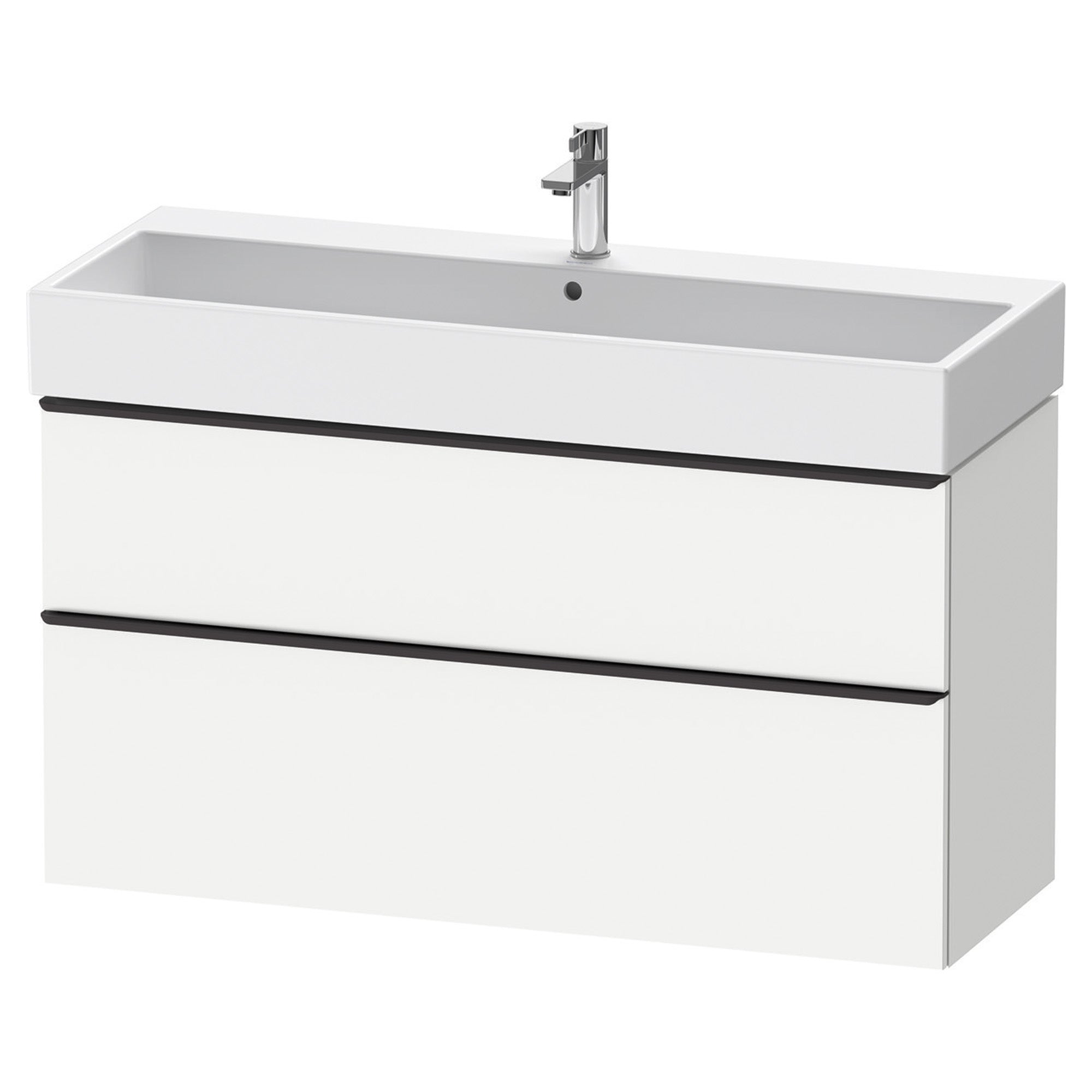 duravit d-neo 1200 wall mounted vanity unit with vero basin white matt diamond black handles