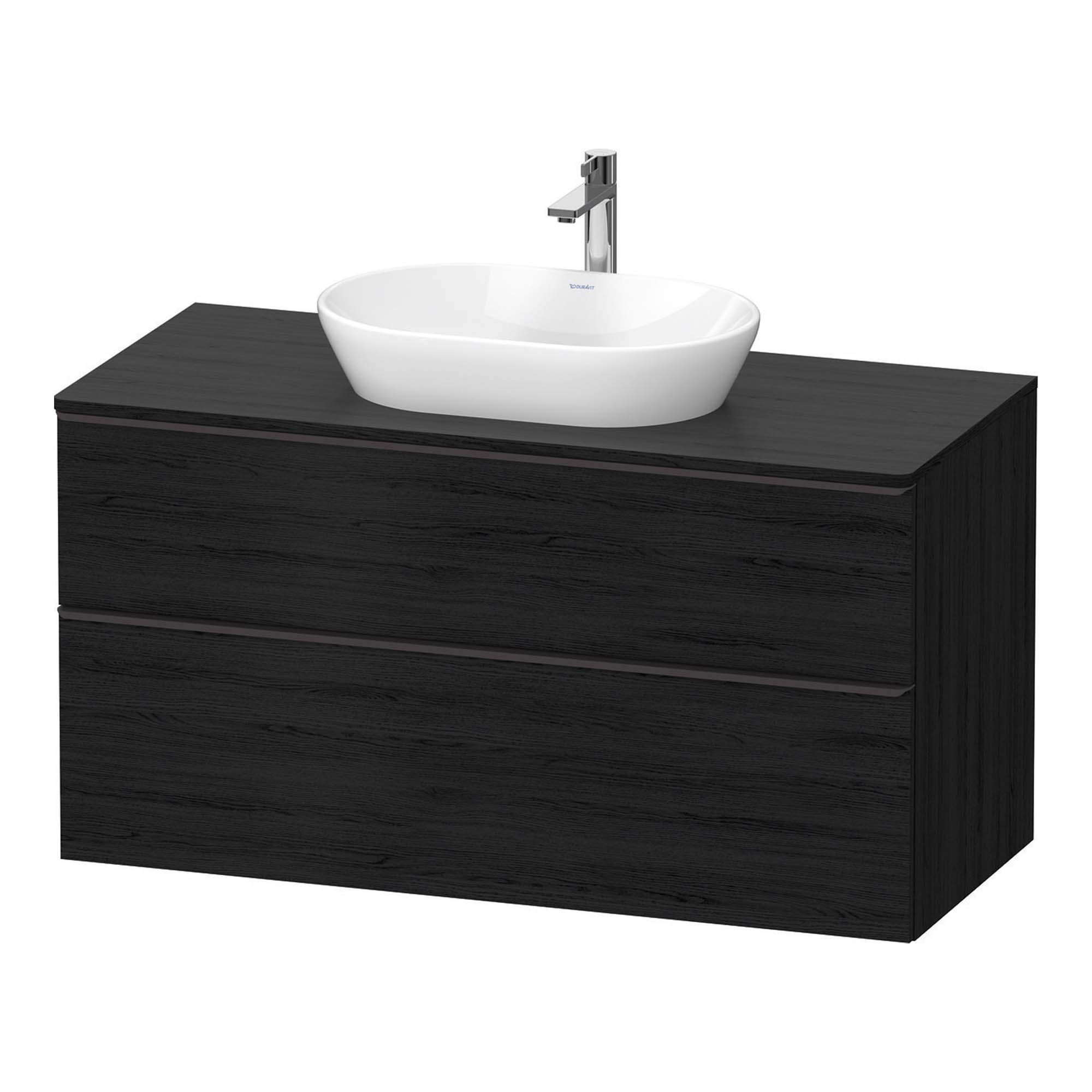 duravit d-neo 1200 wall mounted vanity unit with worktop black oak diamond black handles