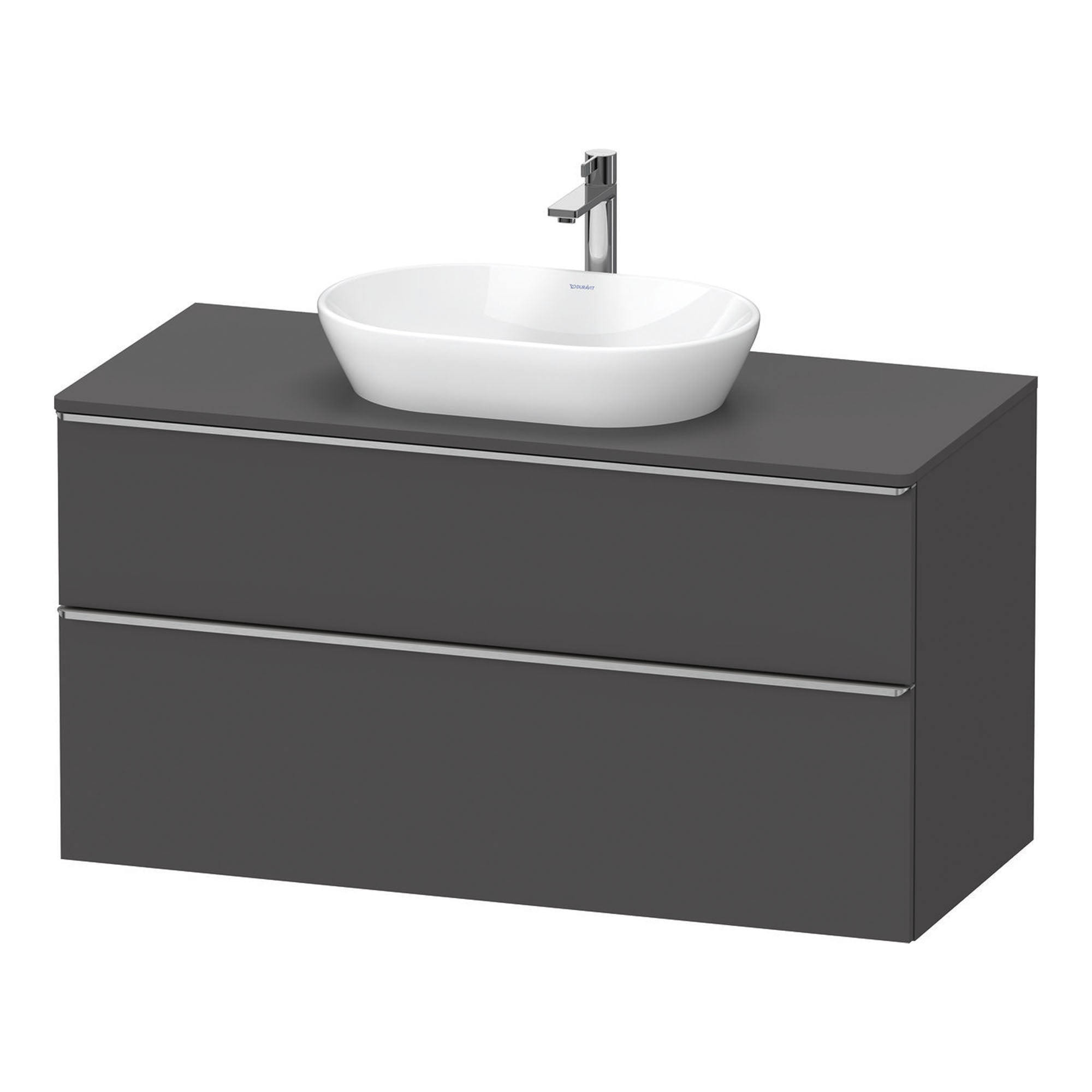 duravit d-neo 1200 wall mounted vanity unit with worktop graphite matt stainless steel handles
