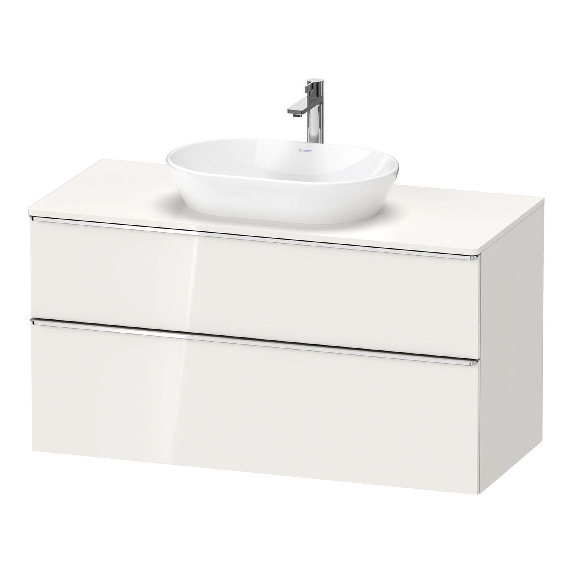 duravit d-neo 1200 wall mounted vanity unit with worktop white gloss chrome handles
