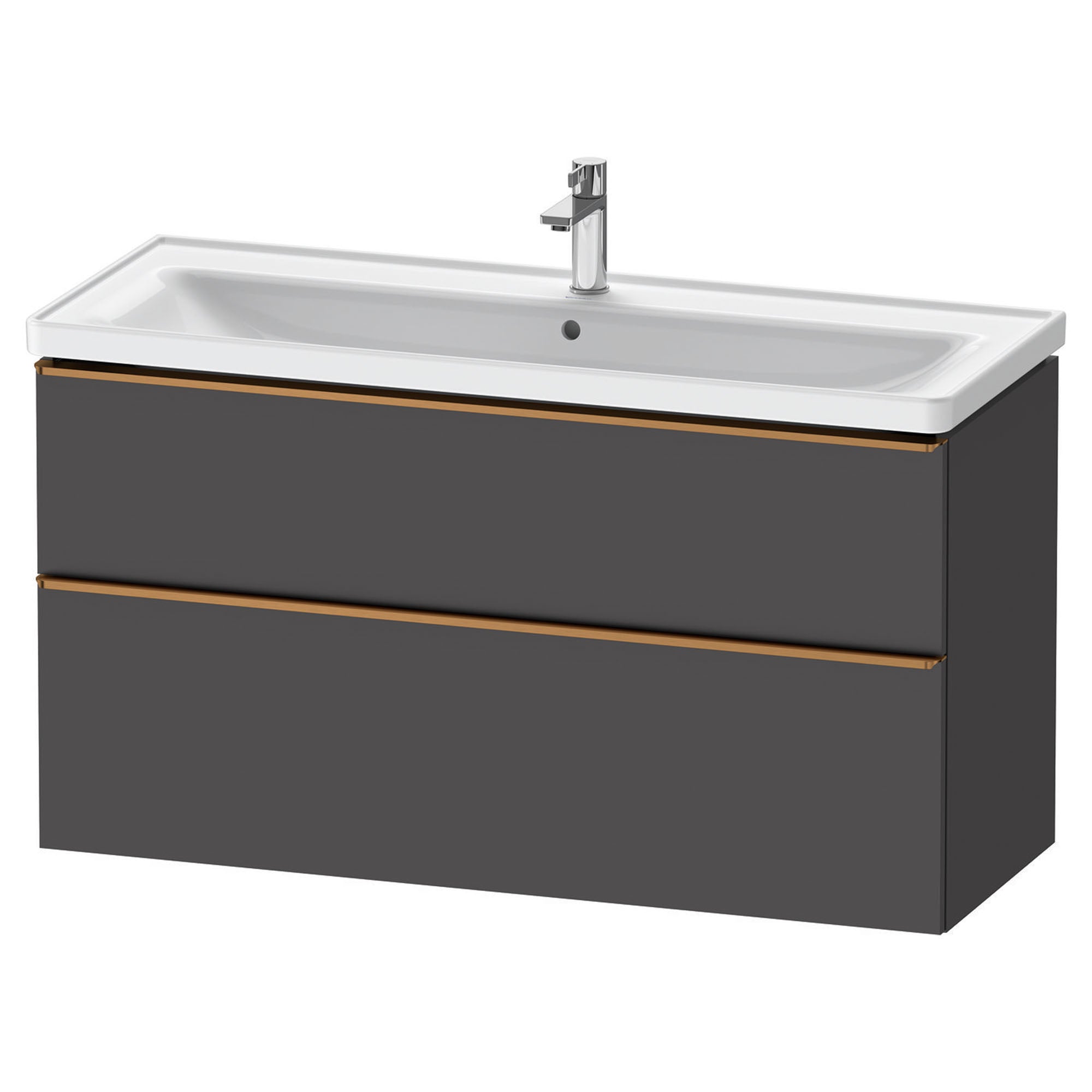 duravit d-neo 1200mm wall mounted vanity unit with d-neo basin matt graphite brushed bronze handles
