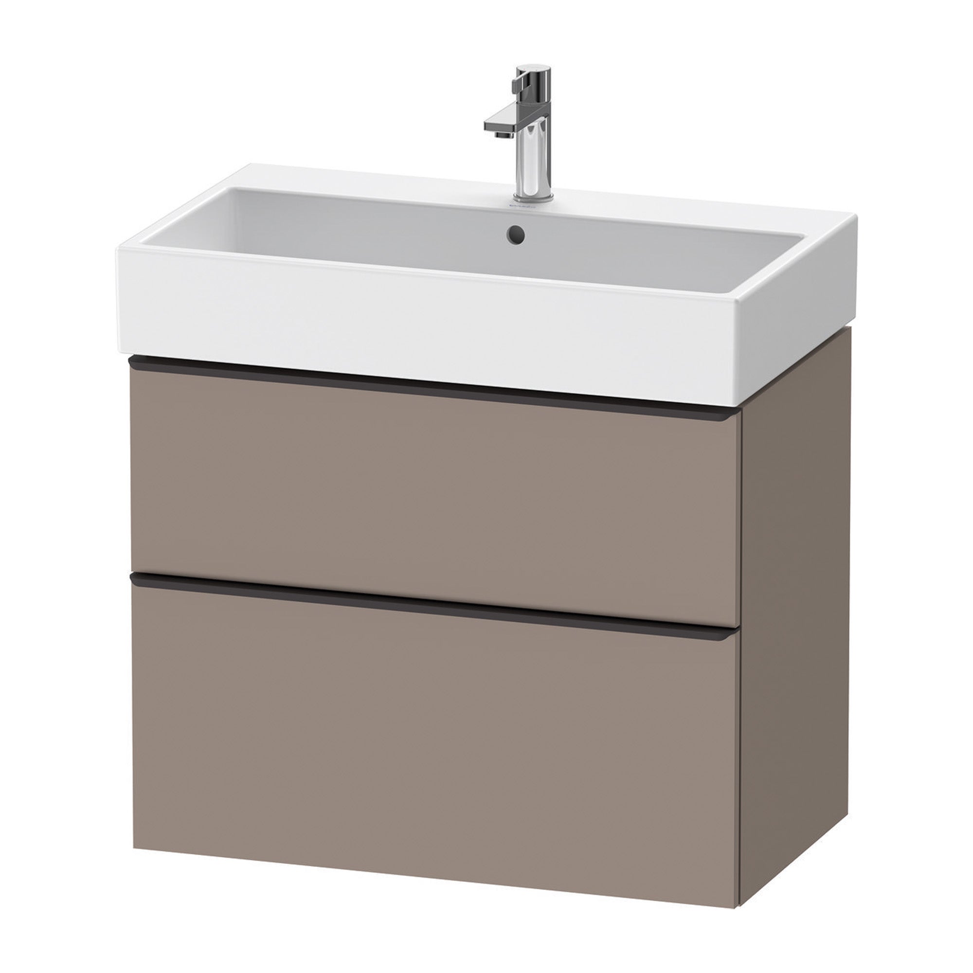 duravit d-neo 800 wall mounted vanity unit with vero basin basalt diamond black handles