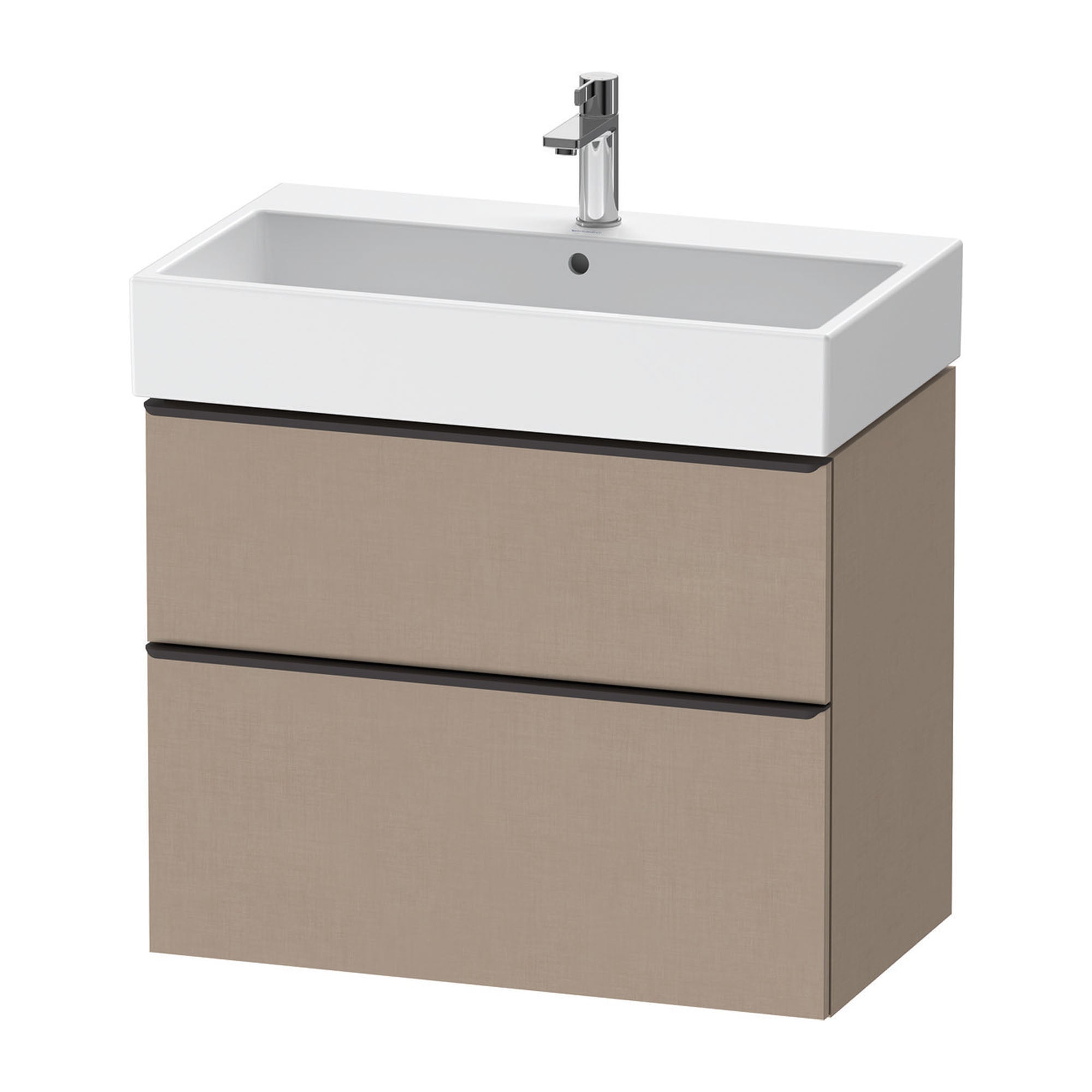 duravit d-neo 800 wall mounted vanity unit with vero basin matt linen diamond black handles