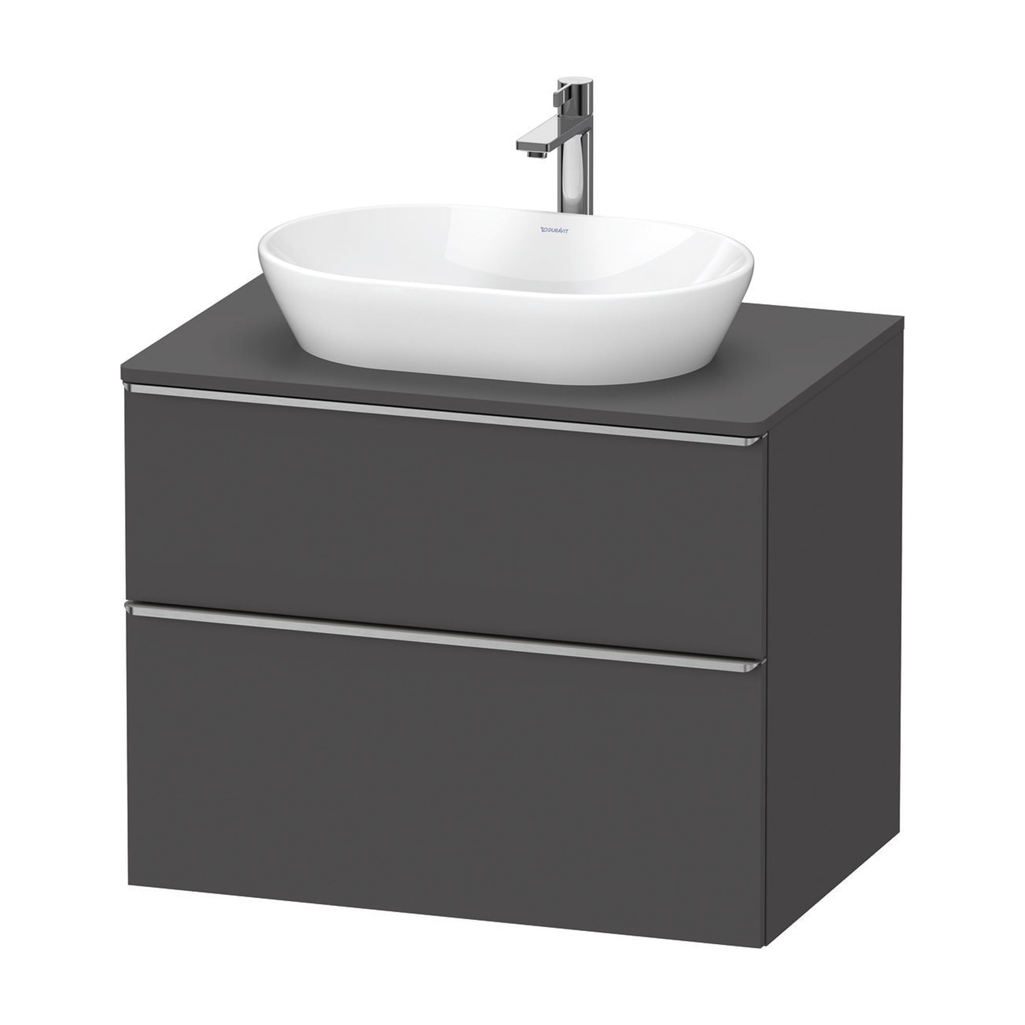duravit d-neo 800 wall mounted vanity unit with worktop graphite matt stainless steel handles