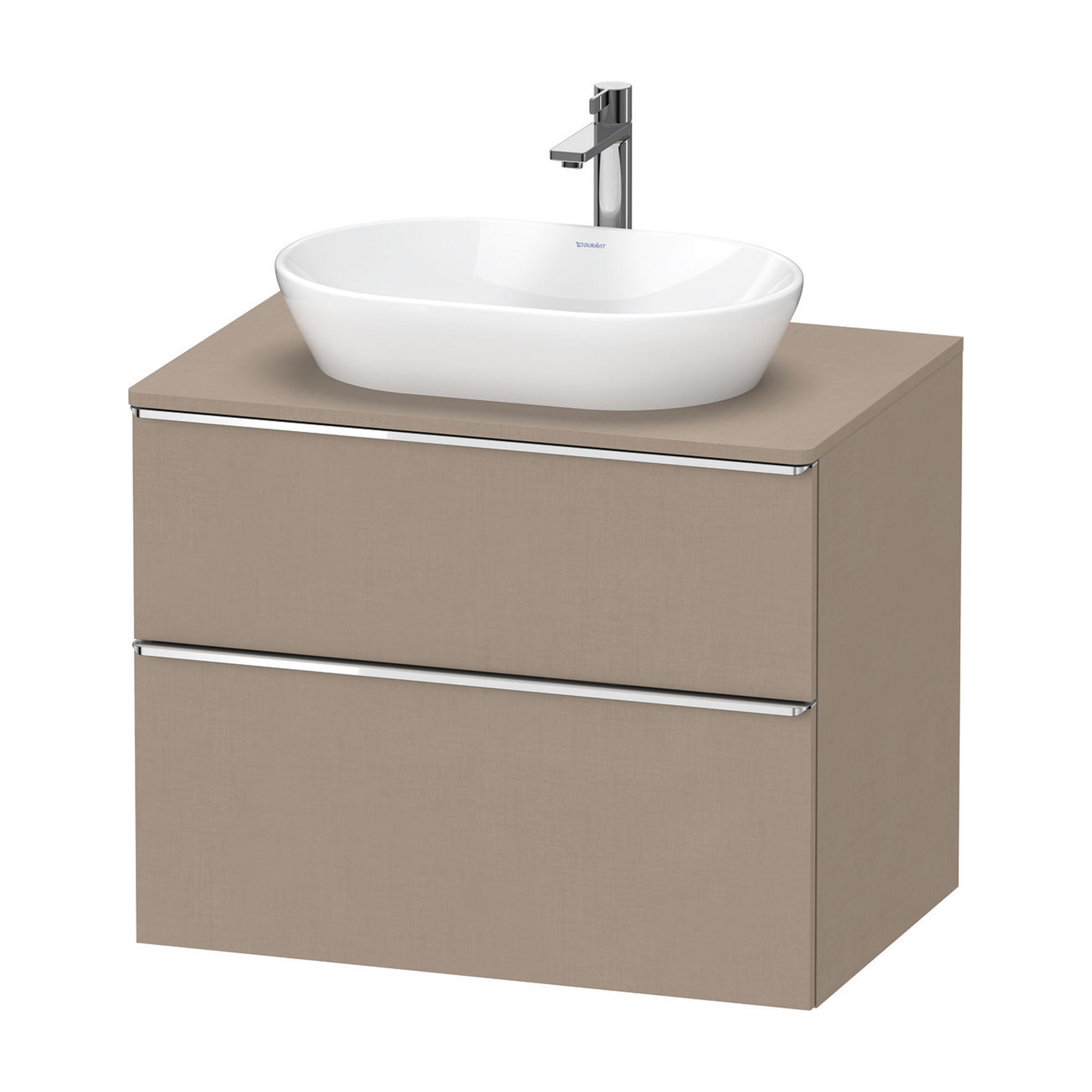 duravit d-neo 800 wall mounted vanity unit with worktop linen chrome handles