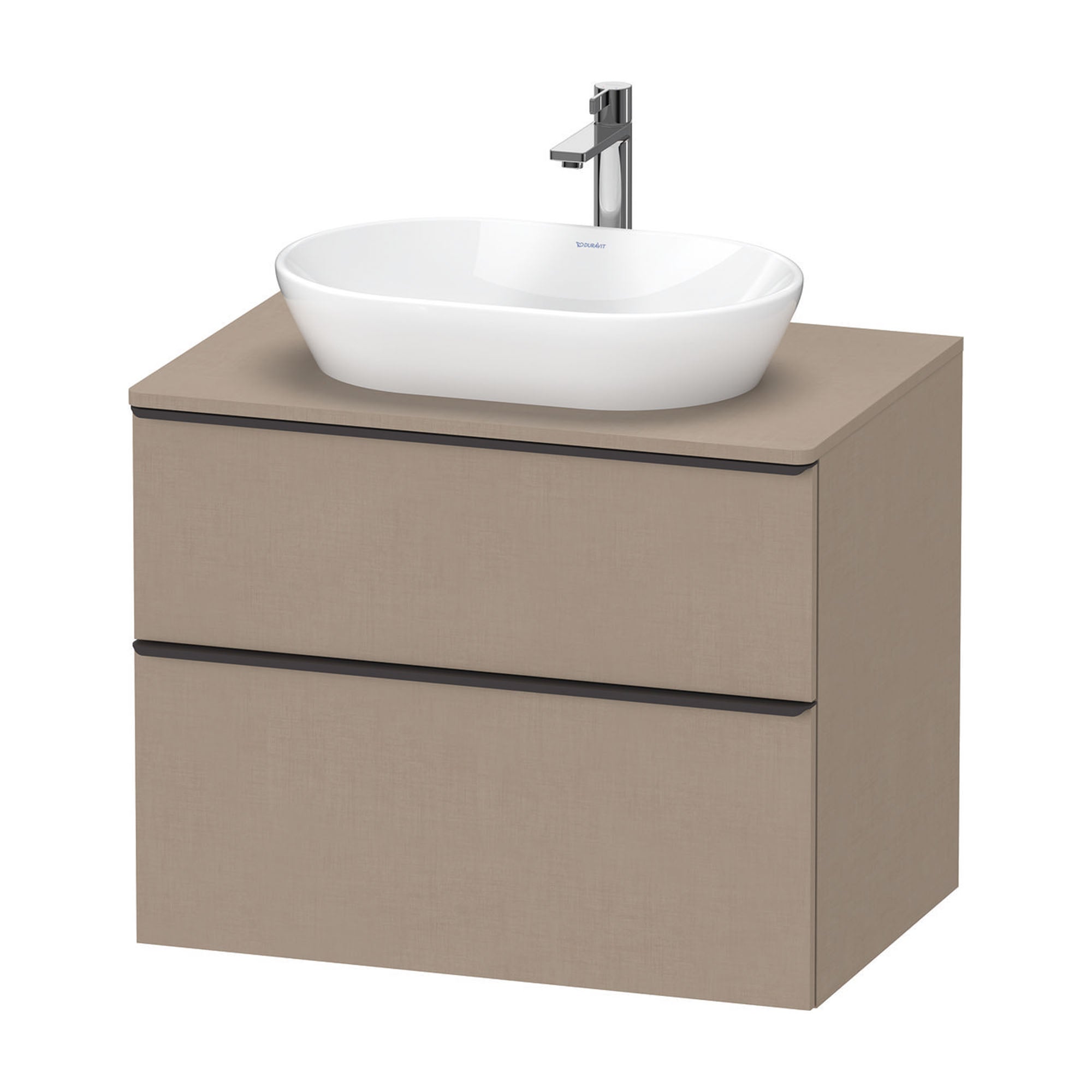 duravit d-neo 800 wall mounted vanity unit with worktop linen diamond black handles