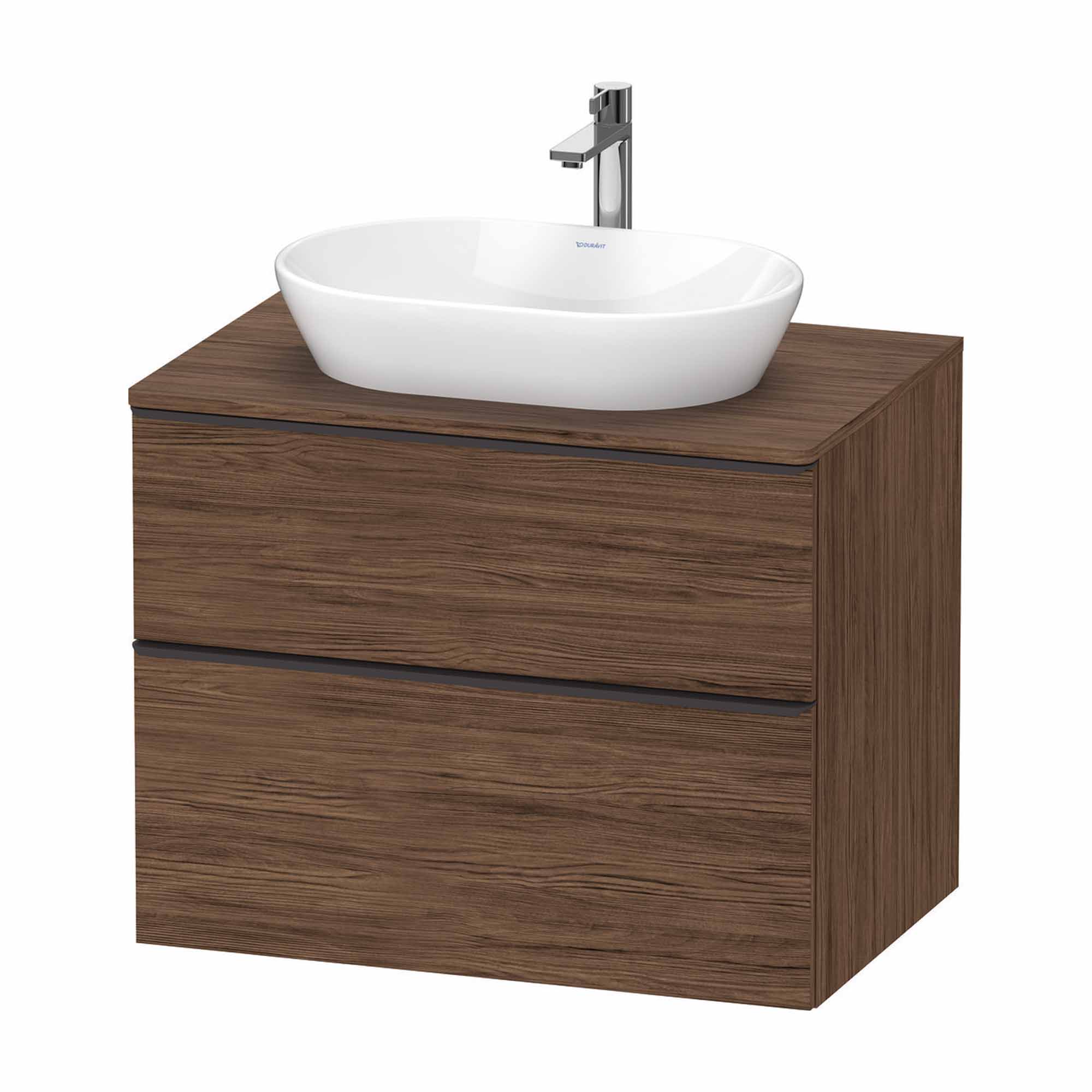 duravit d-neo 800 wall mounted vanity unit with worktop walnut dark matt diamond black handles