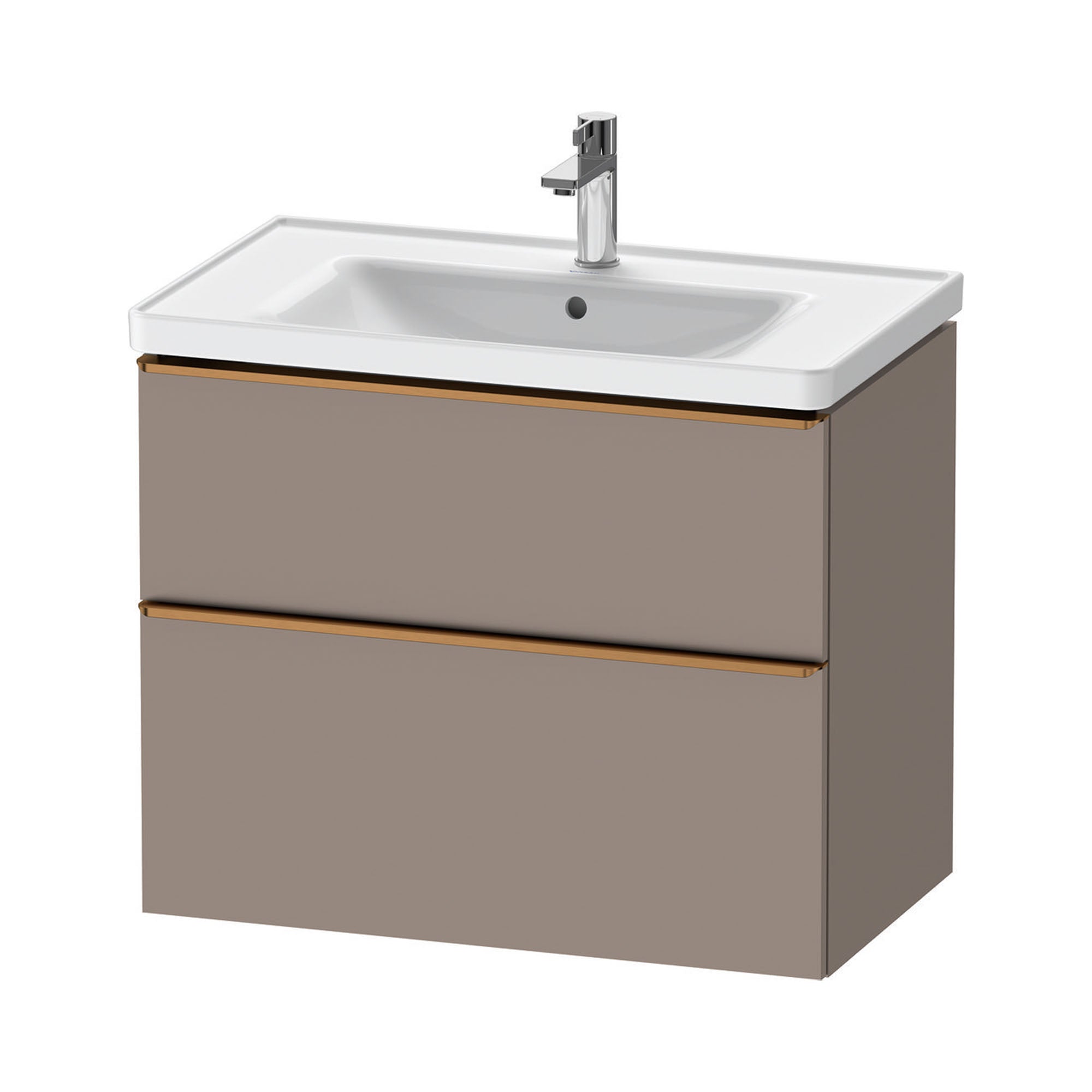 duravit d-neo 800mm wall mounted vanity unit with d-neo basin basalt brushed bronze handles