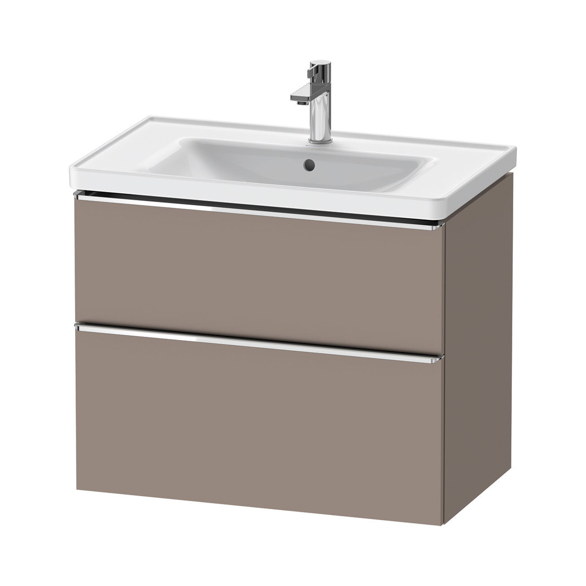 duravit d-neo 800mm wall mounted vanity unit with d-neo basin basalt chrome handles