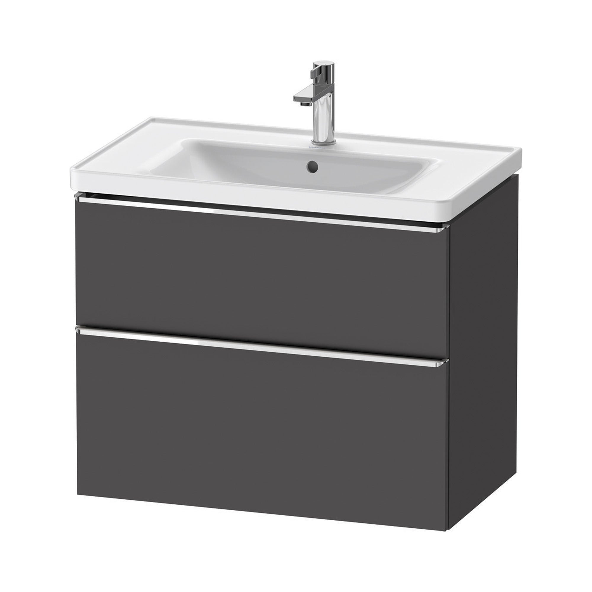 duravit d-neo 800mm wall mounted vanity unit with d-neo basin matt graphite chrome handles