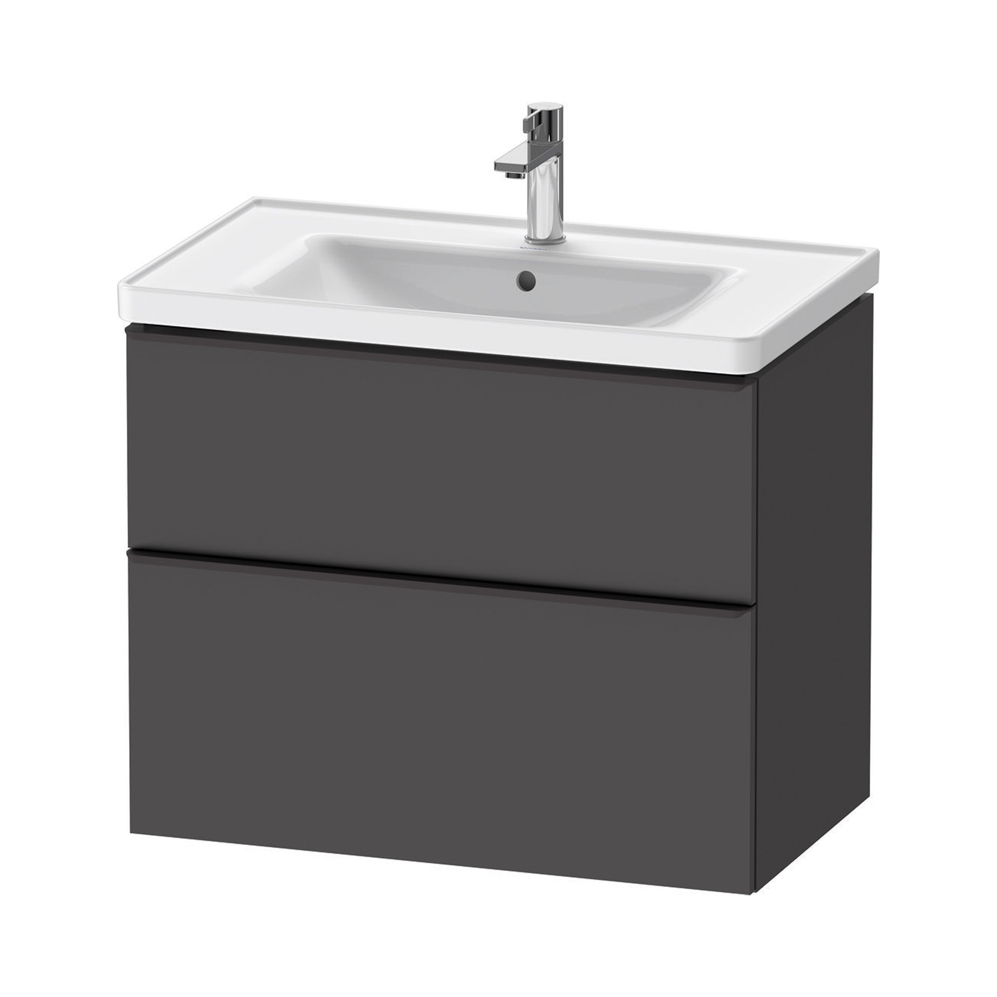 duravit d-neo 800mm wall mounted vanity unit with d-neo basin matt graphite diamond black handles