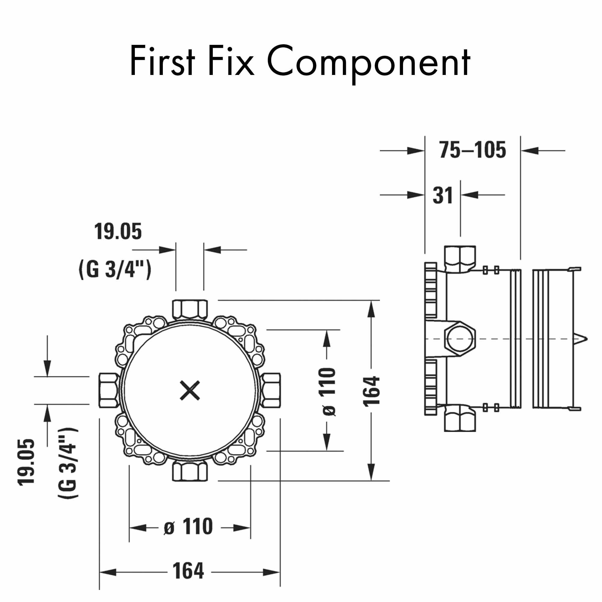 duravit first fix bluebox component dimensions