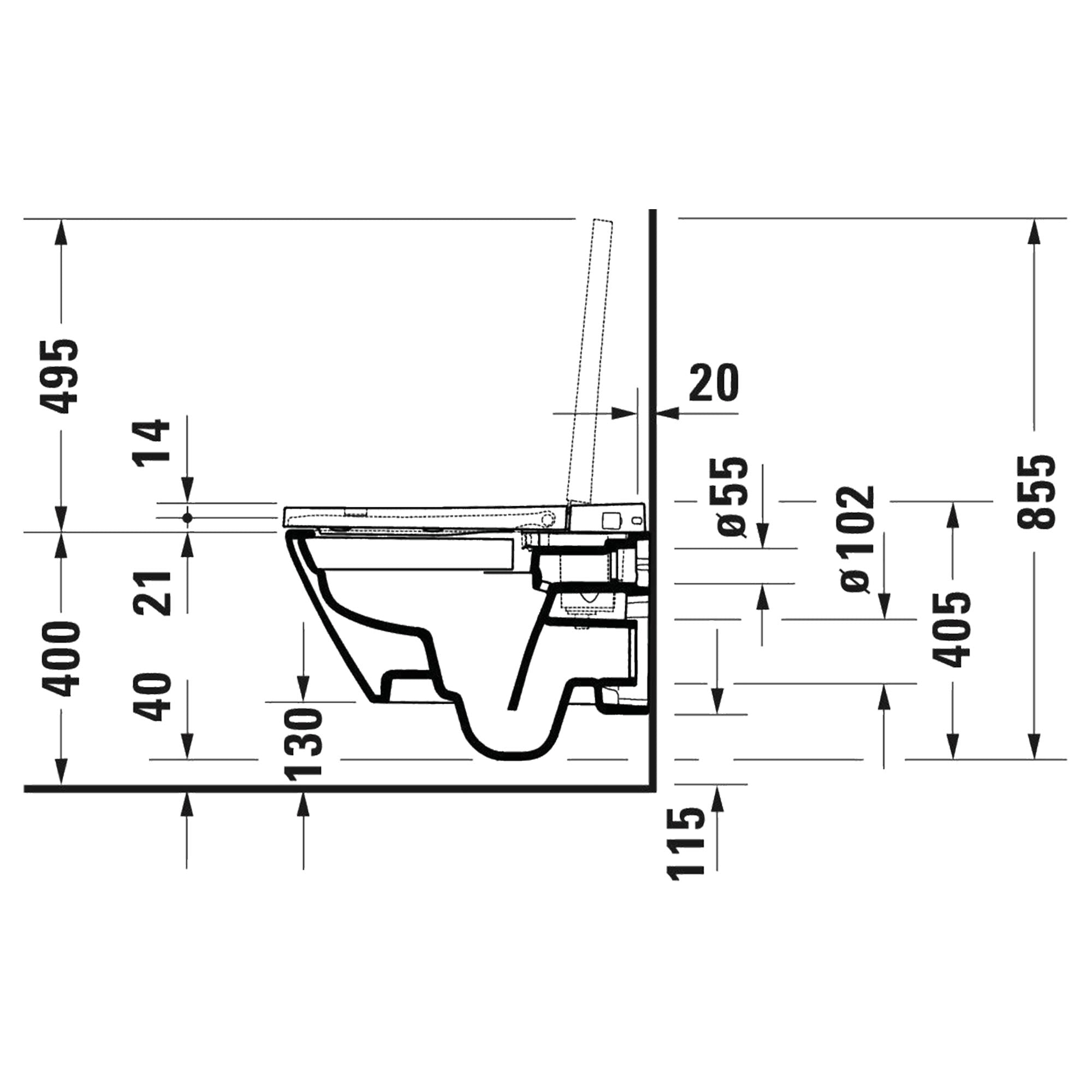 Duravit Sensowash D-Neo Rimless Wall Mounted Shower WC With Soft Close Toilet Seat