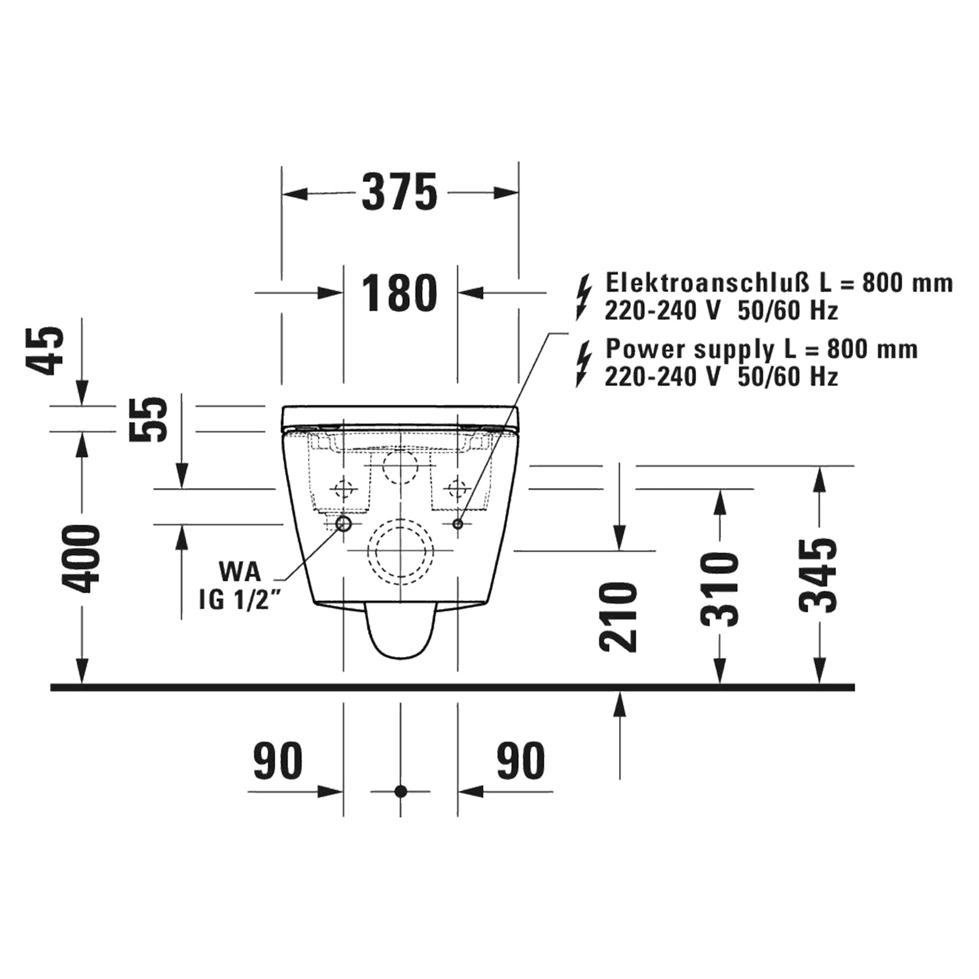 Duravit Sensowash D-Neo Rimless Wall Mounted Shower WC With Soft Close Toilet Seat